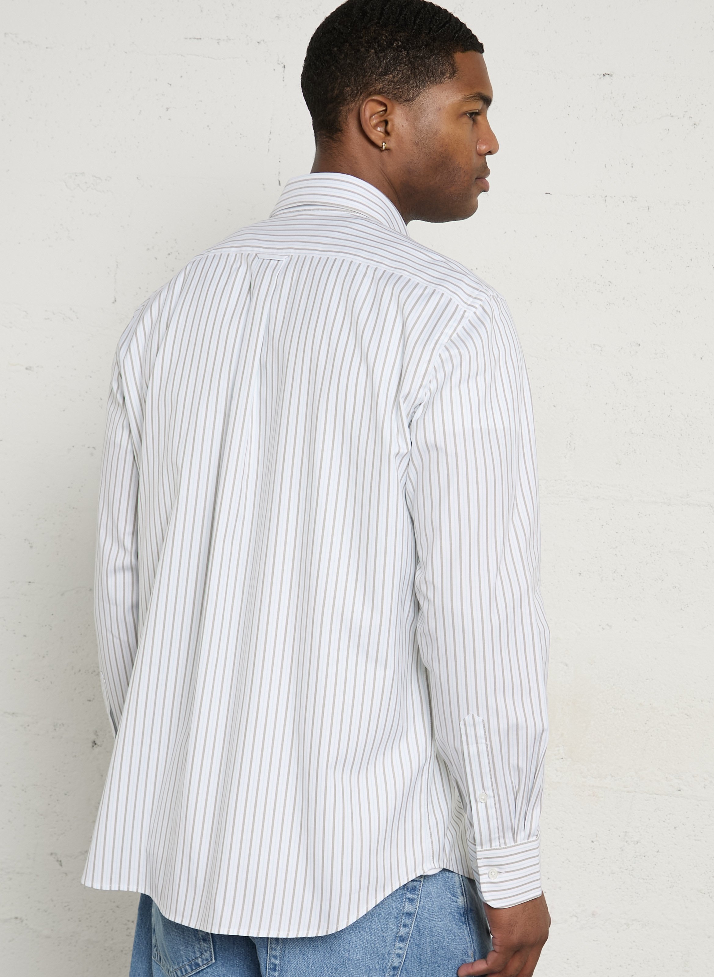 Chemise oversize col classique en coton rayé EDEN PARK Bleu