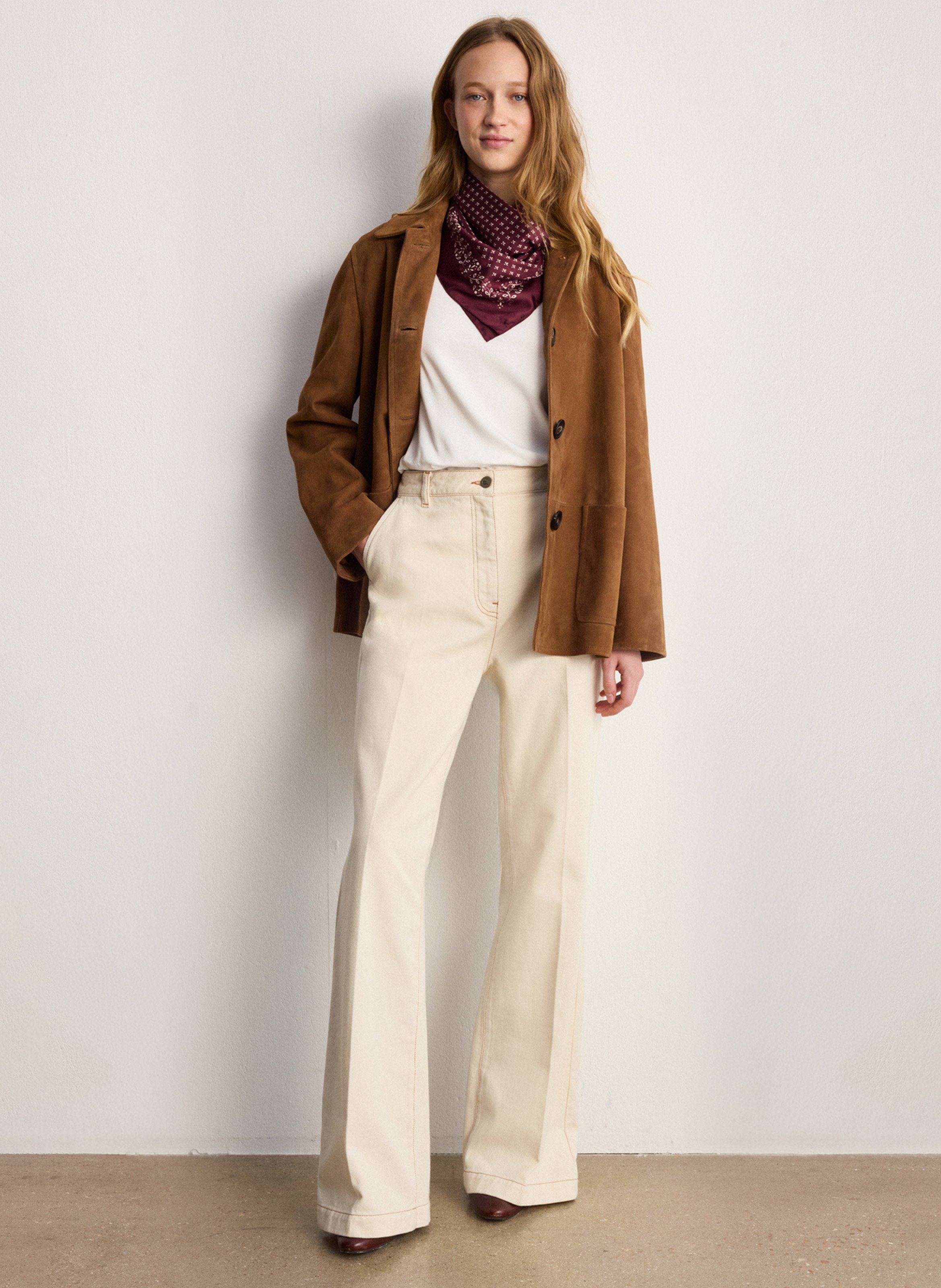 Jean droit en coton PABLO Beige