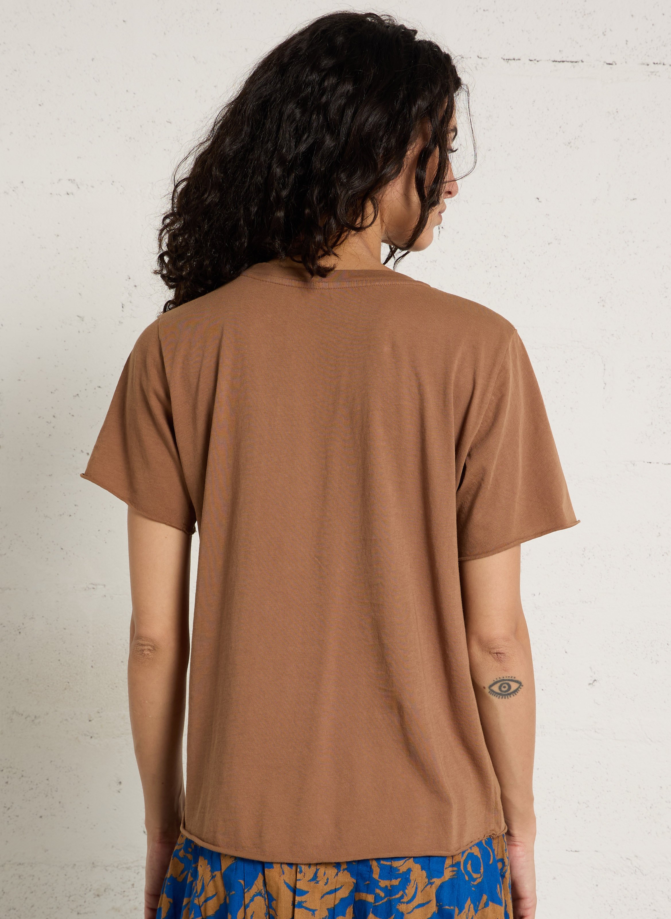 Round-neck organic cotton T-shirt LEON & HARPER Brown