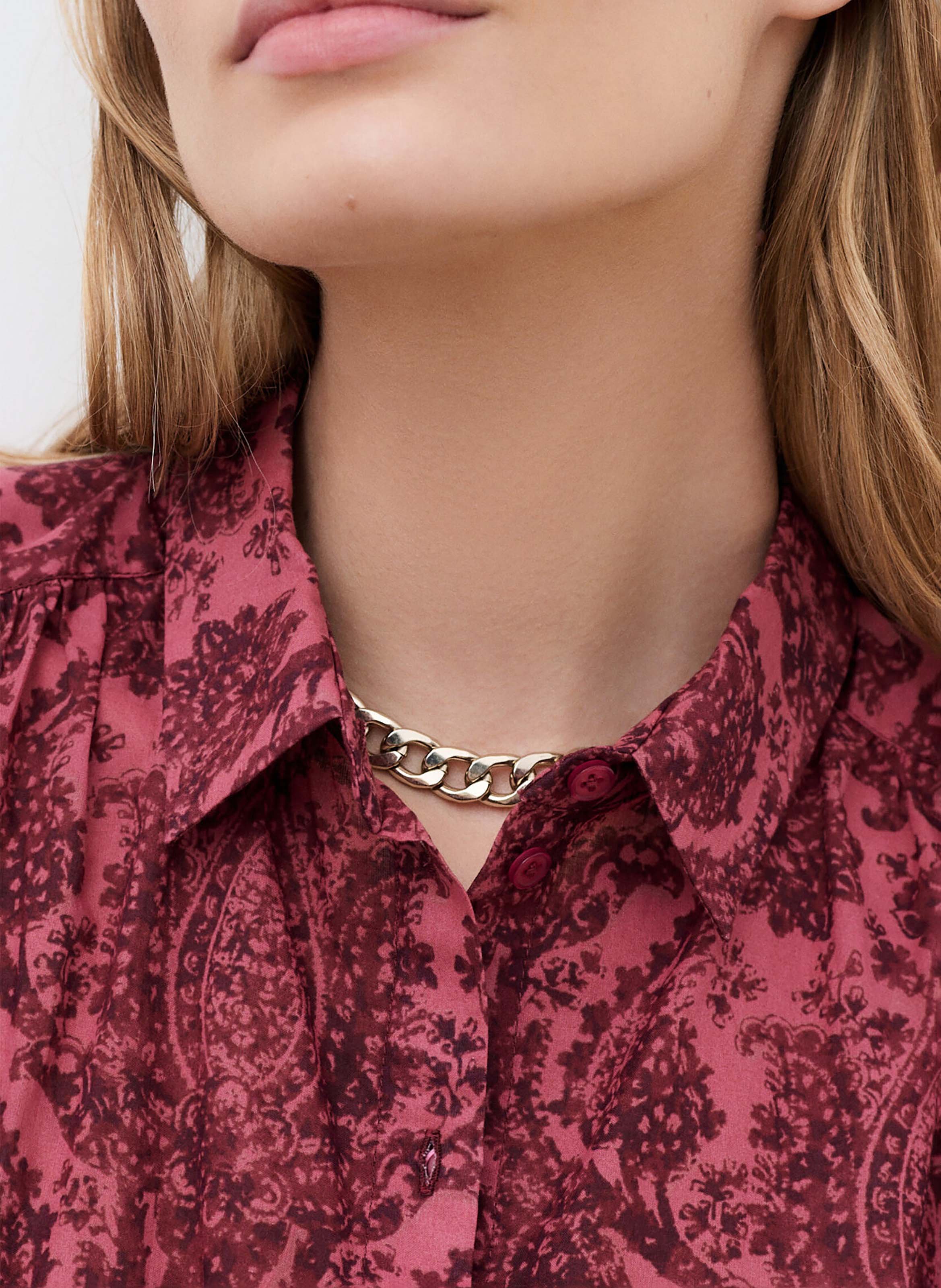 Chemise droite col classique en coton imprimé CAROLL Rouge