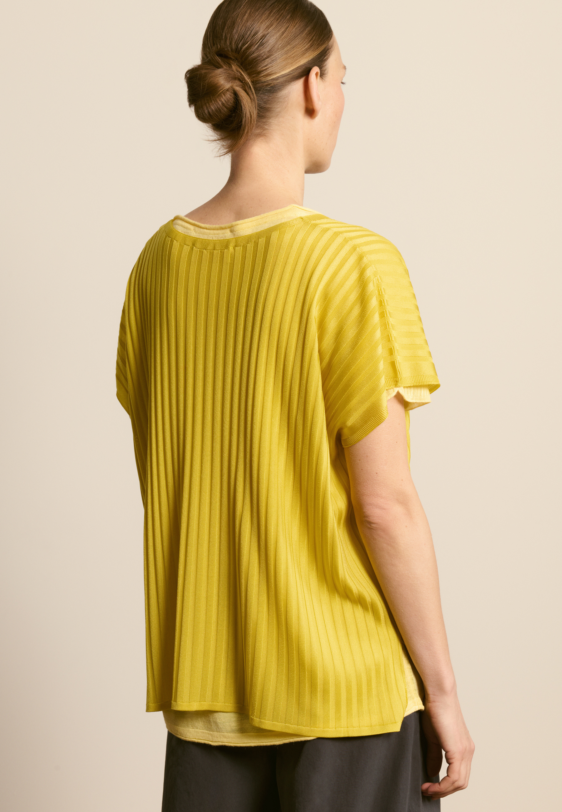 T-shirt col v en fil lumière MAISON MONTAGUT Vert