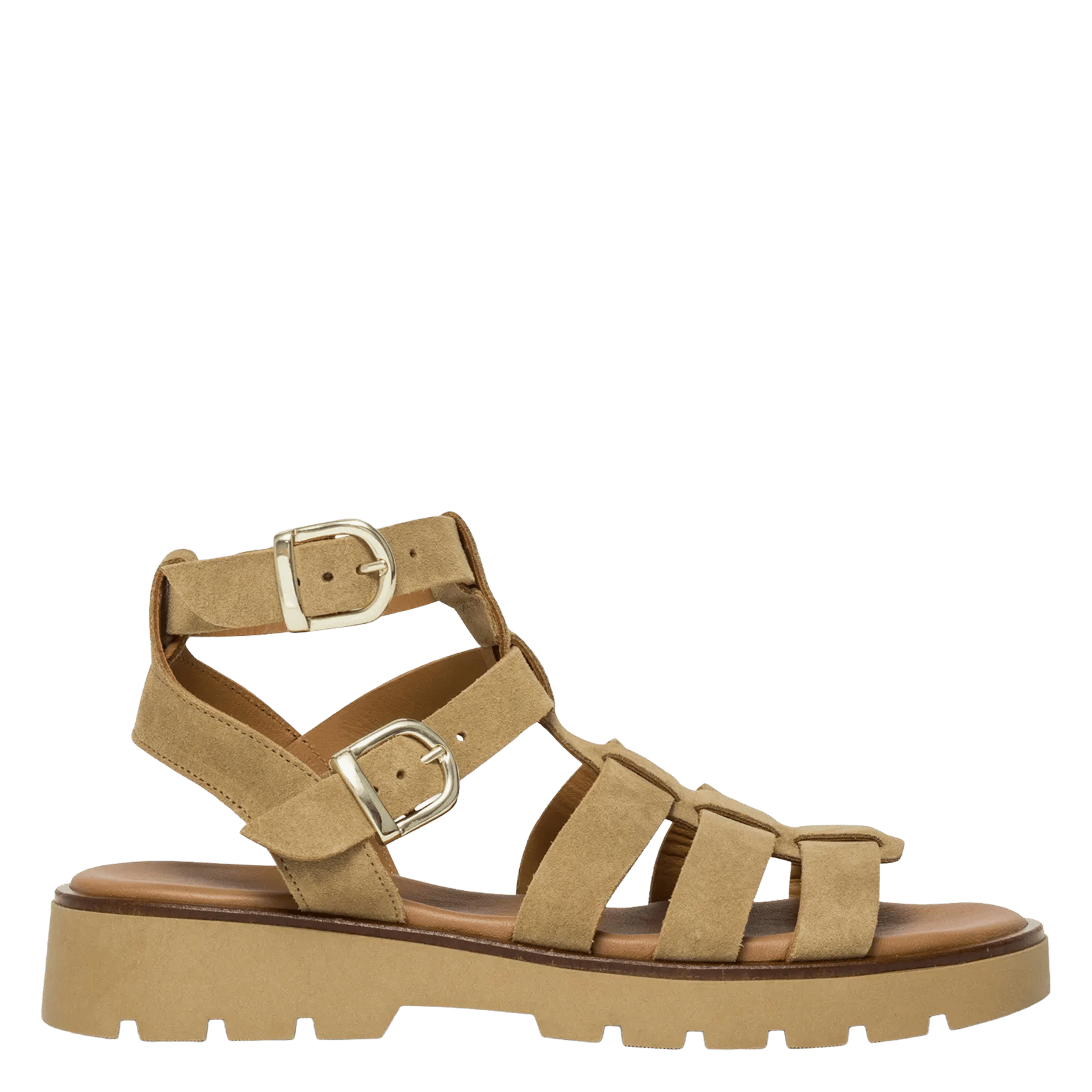 Sandales plates en cuir BOCAGE Beige