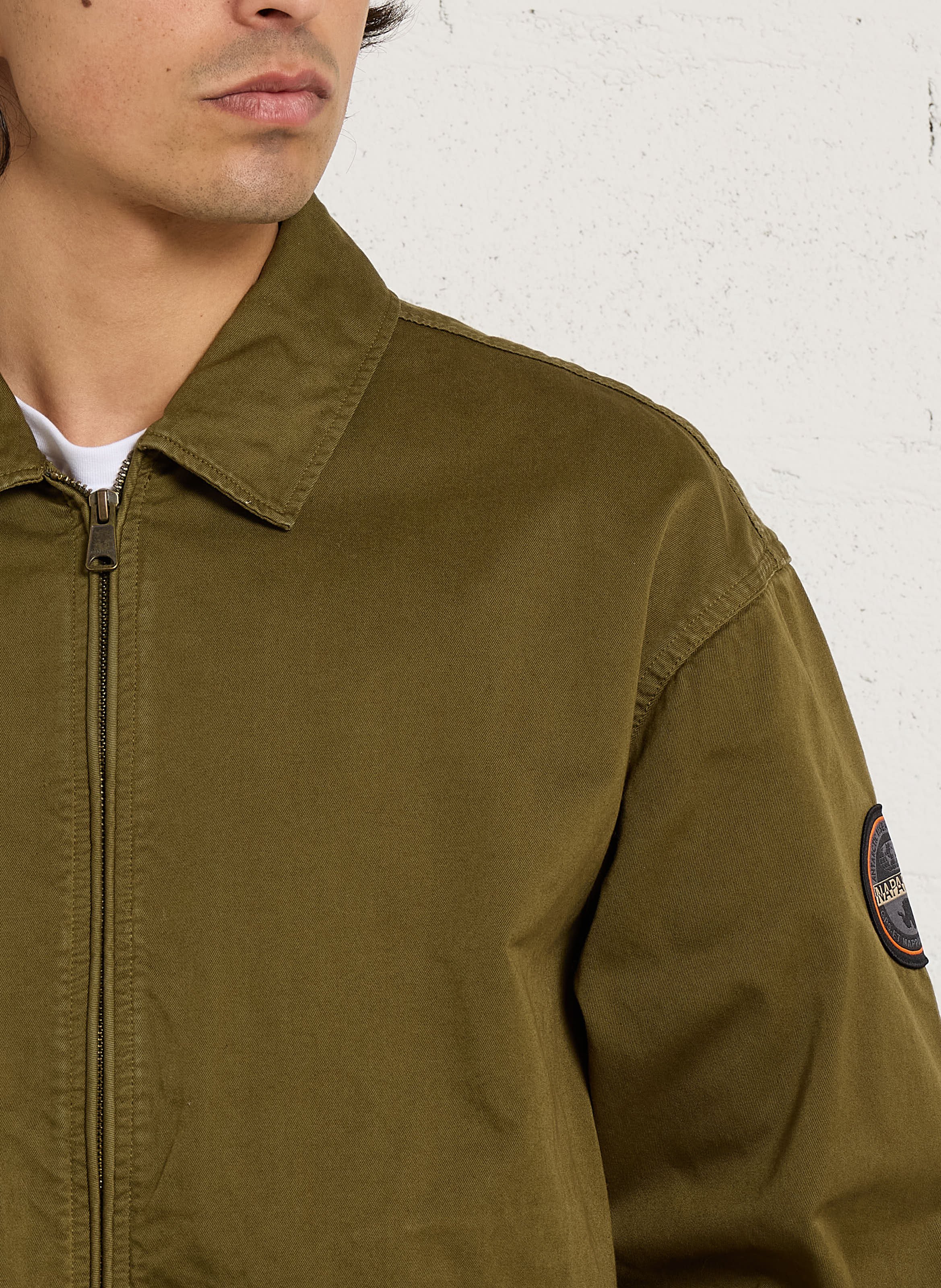 Jacke aus Baumwolle mit klassischem Kragen NAPAPIJRI Grun