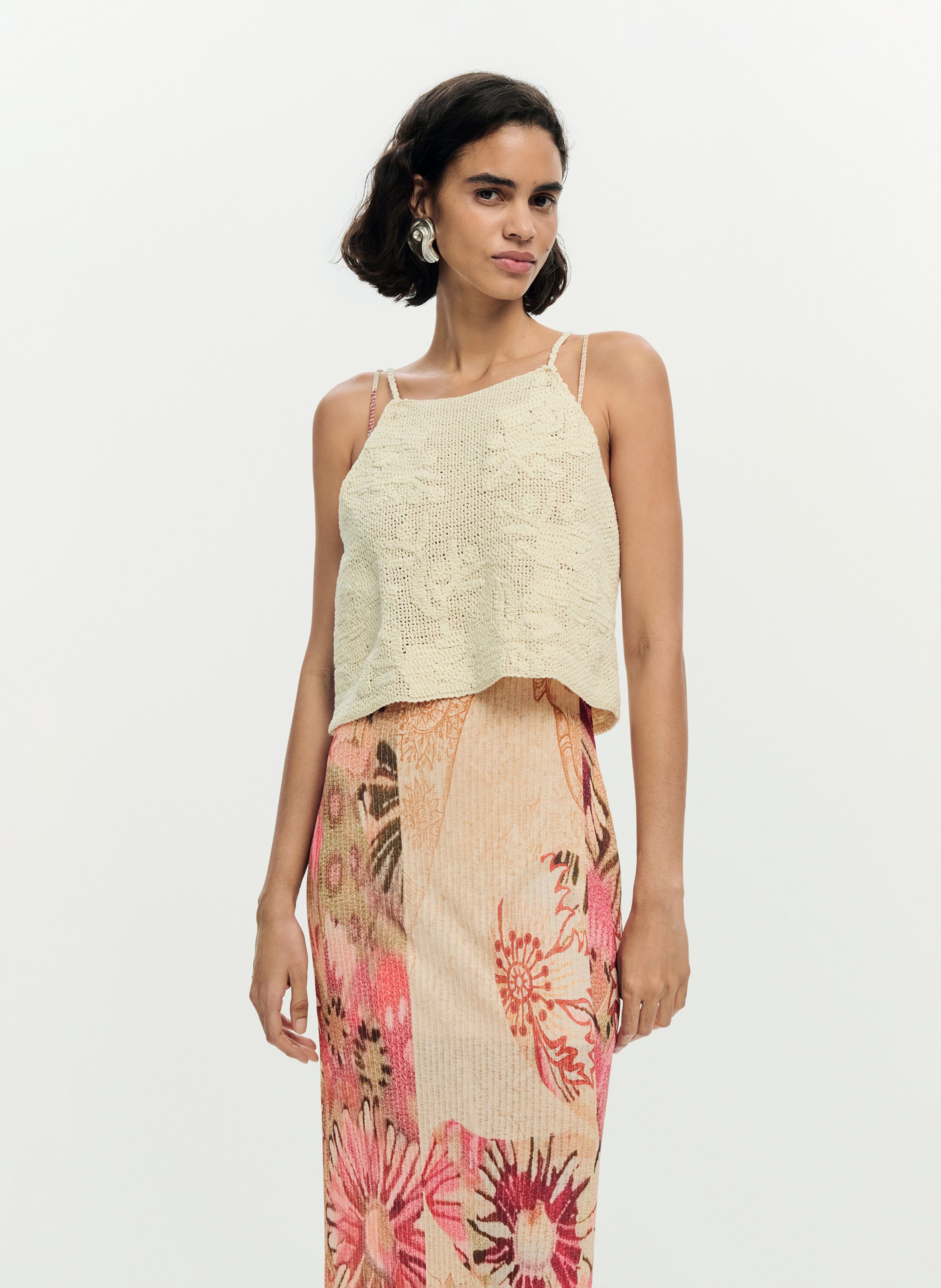 Robe midi imprimée DESIGUAL Blanc