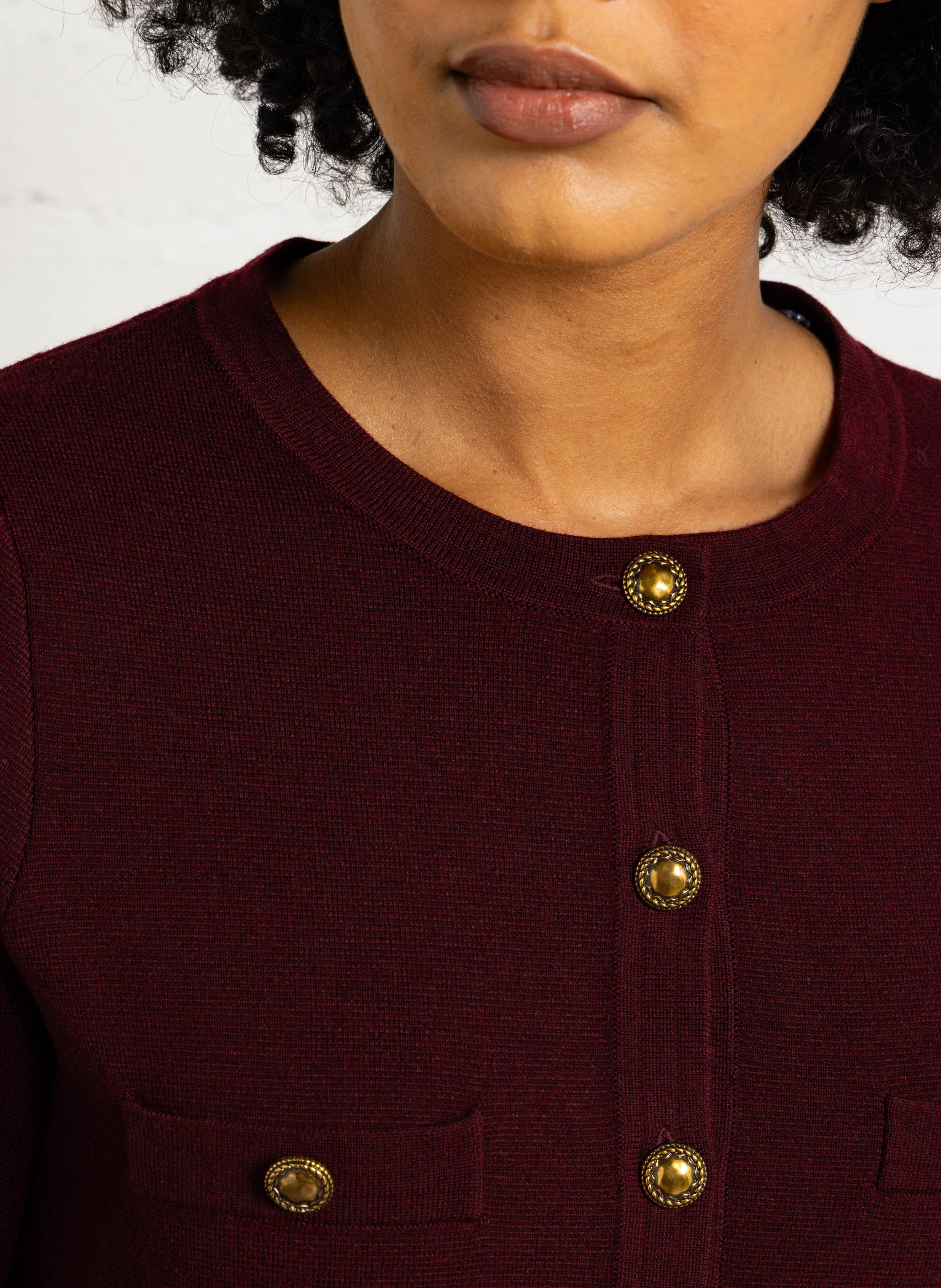 Short knit dress with lace collar SUNCOO Plums