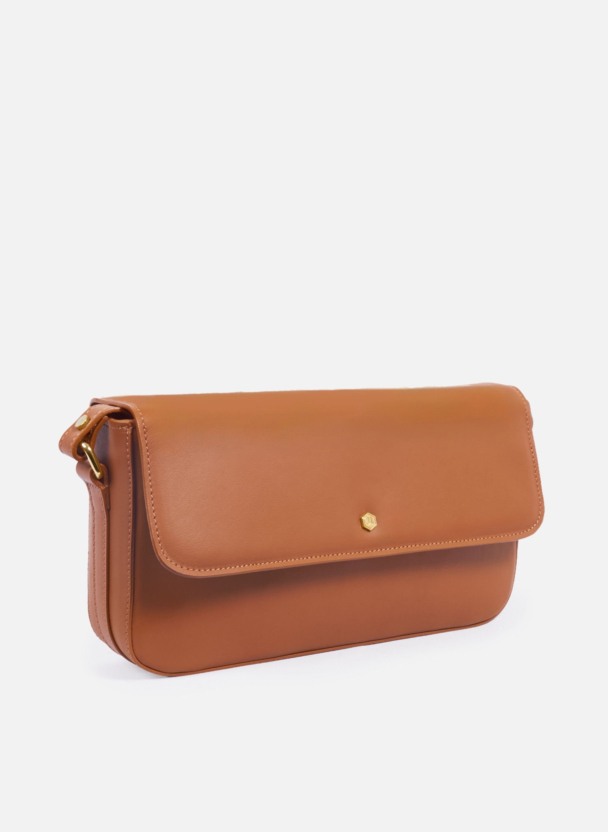 Hortense leather baguette bag JULES & JENN Brown