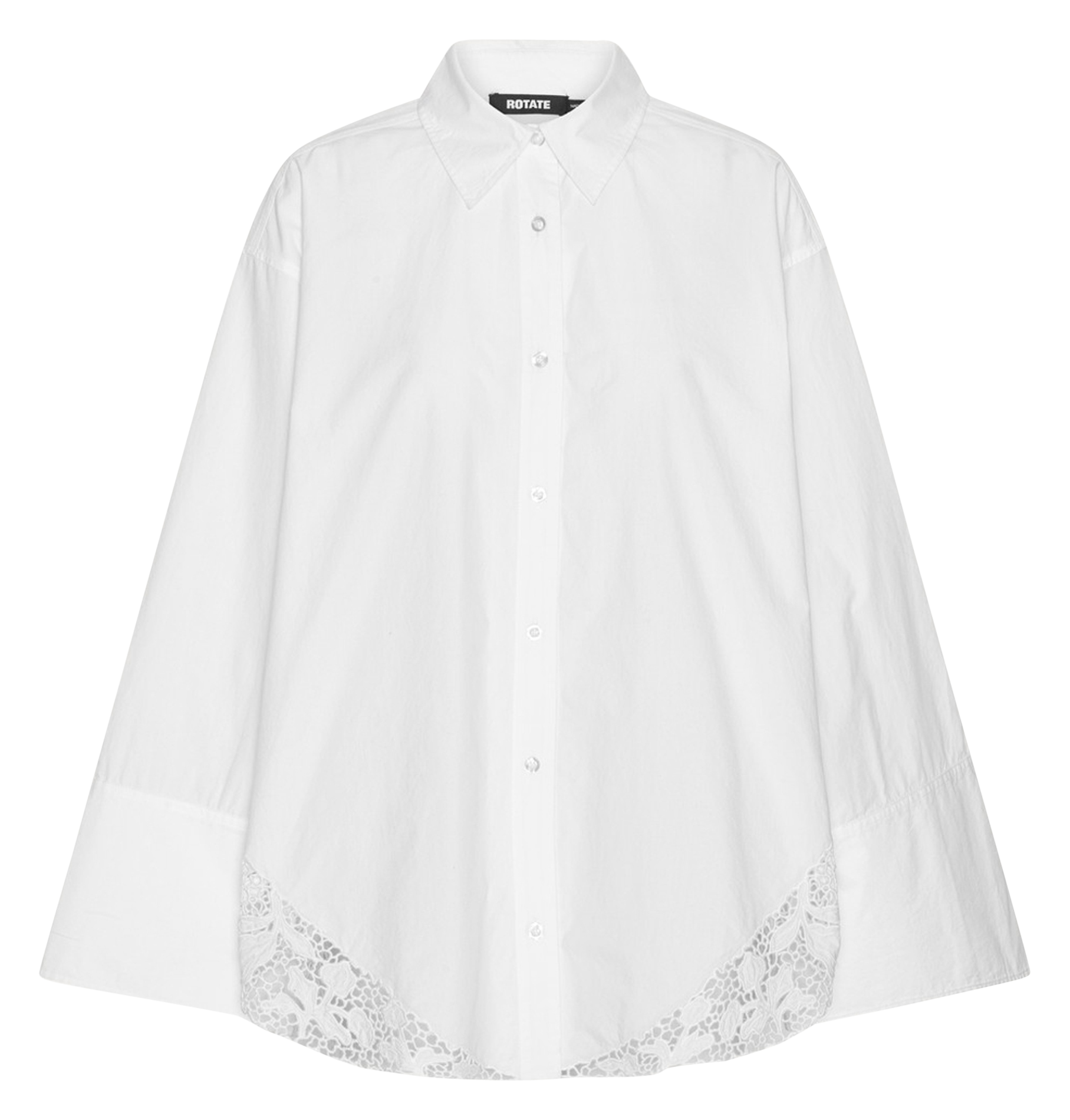 Chemise ample brodée en coton bio ROTATE Blanc