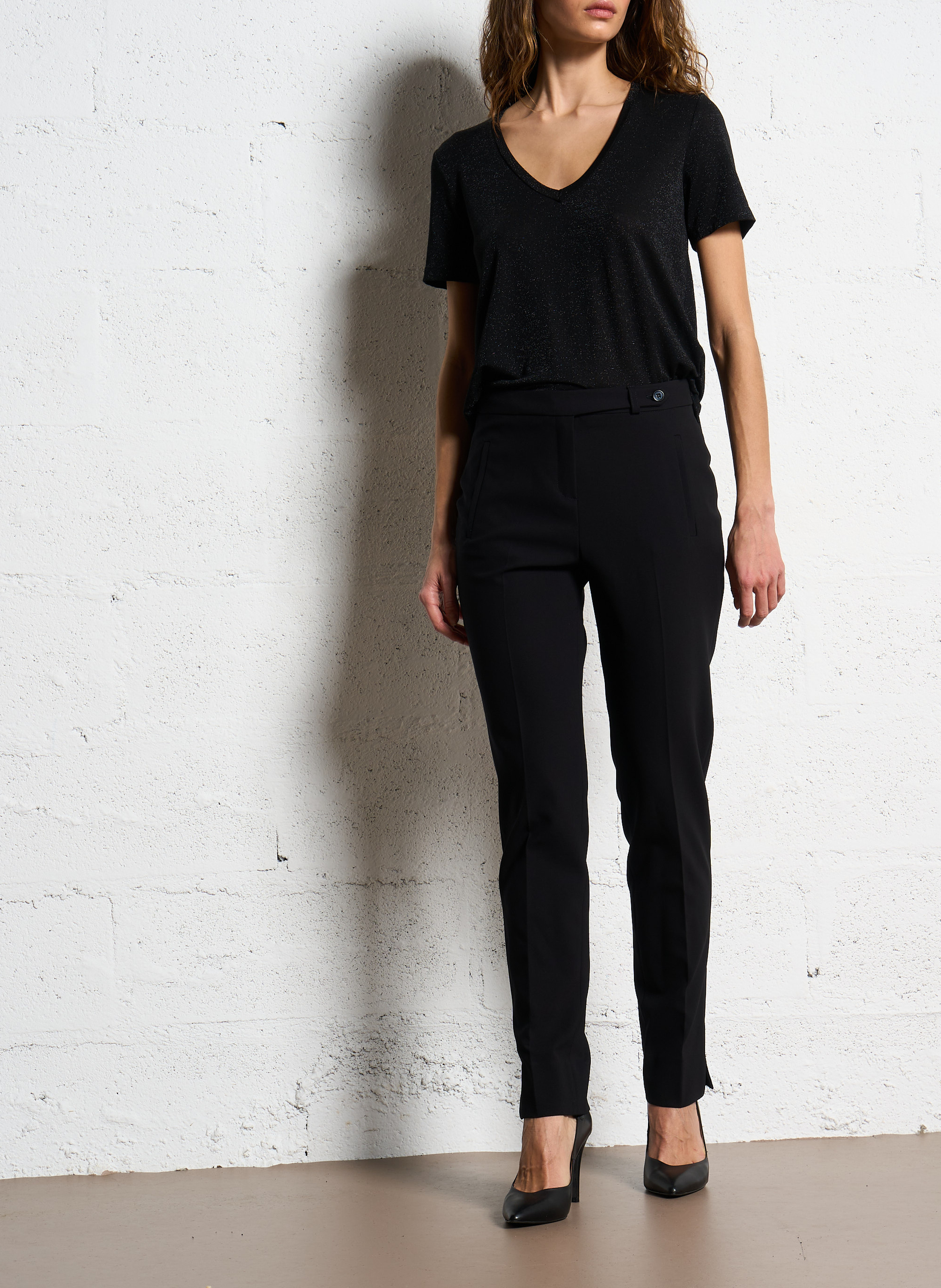 Slim-fit broek van crêpe MAISON 123 Zwart