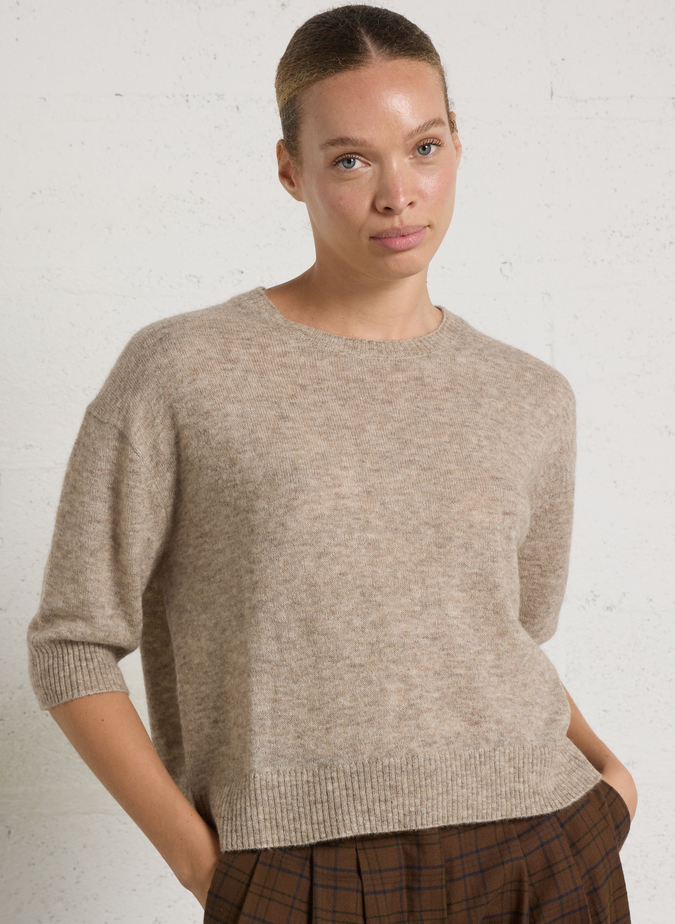 Round-neck wool-blend sweater JC SOPHIE Beige