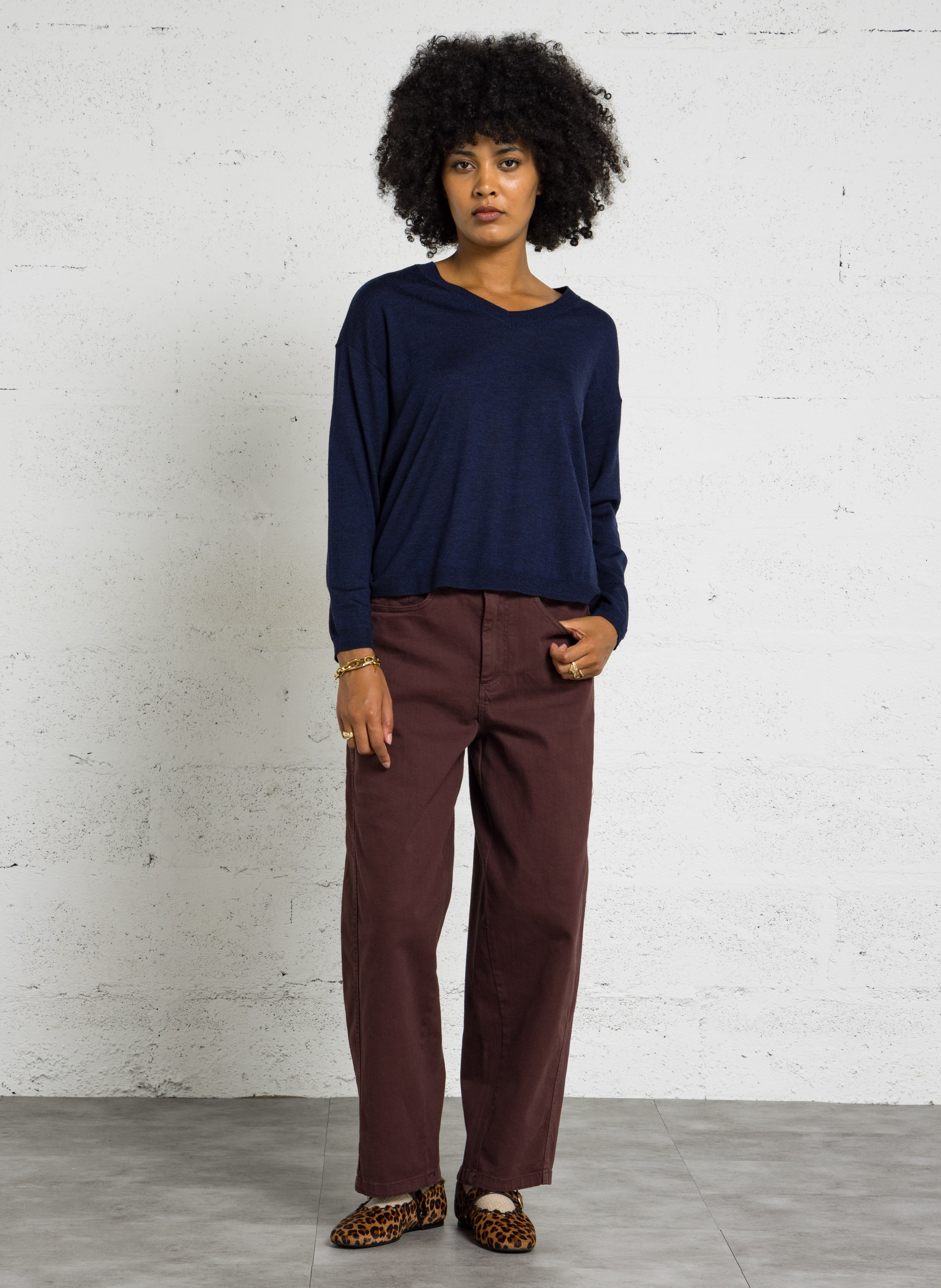 Weite High Waist Jeans aus Baumwoll-Mix SUD EXPRESS Braun