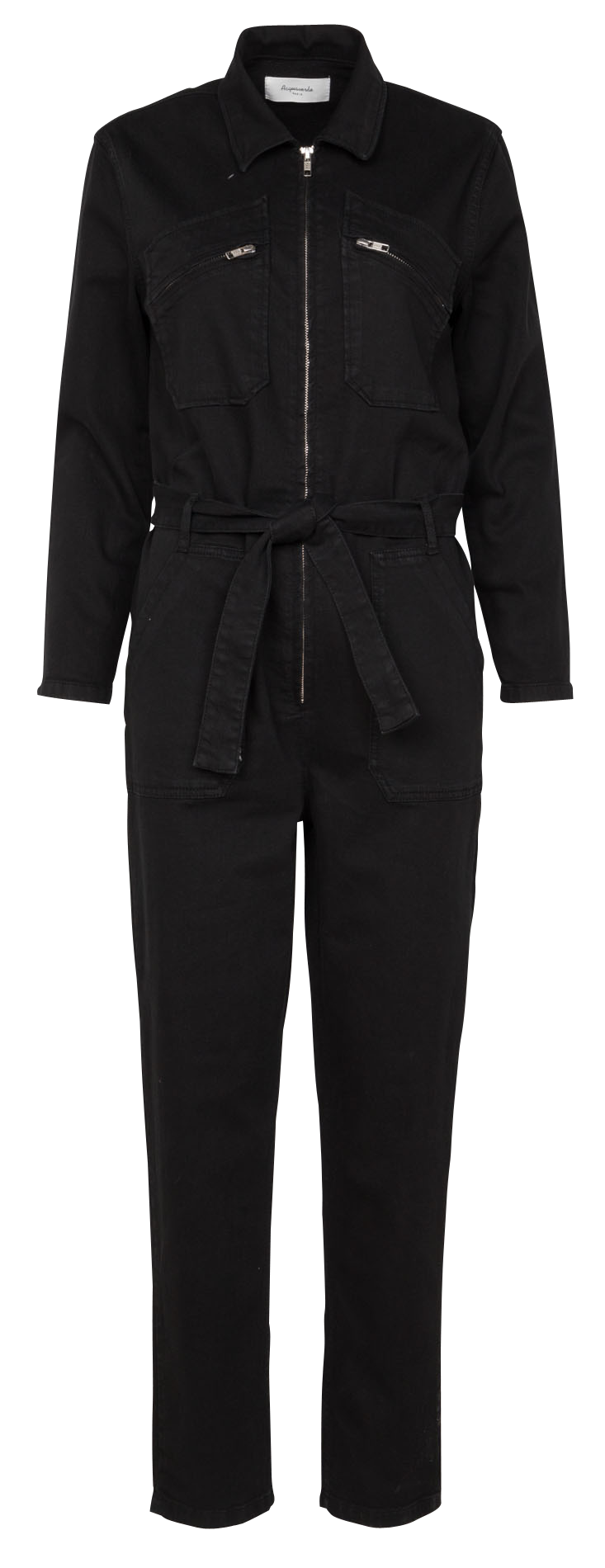 Jumpsuit van katoenmix met klassieke kraag en rits ACQUAVERDE Zwart