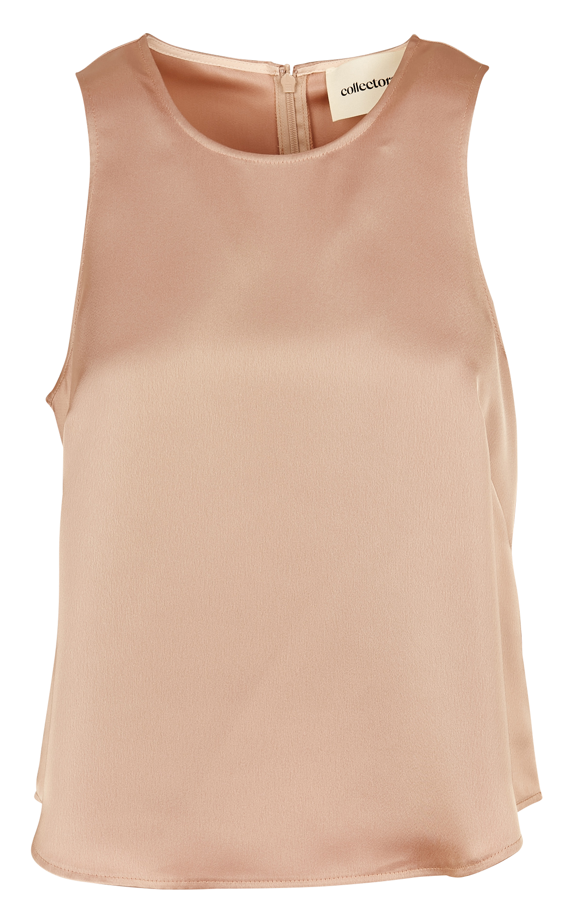 Mouwloze, gesatineerde top met ronde hals COLLECTORS CLUB Beige