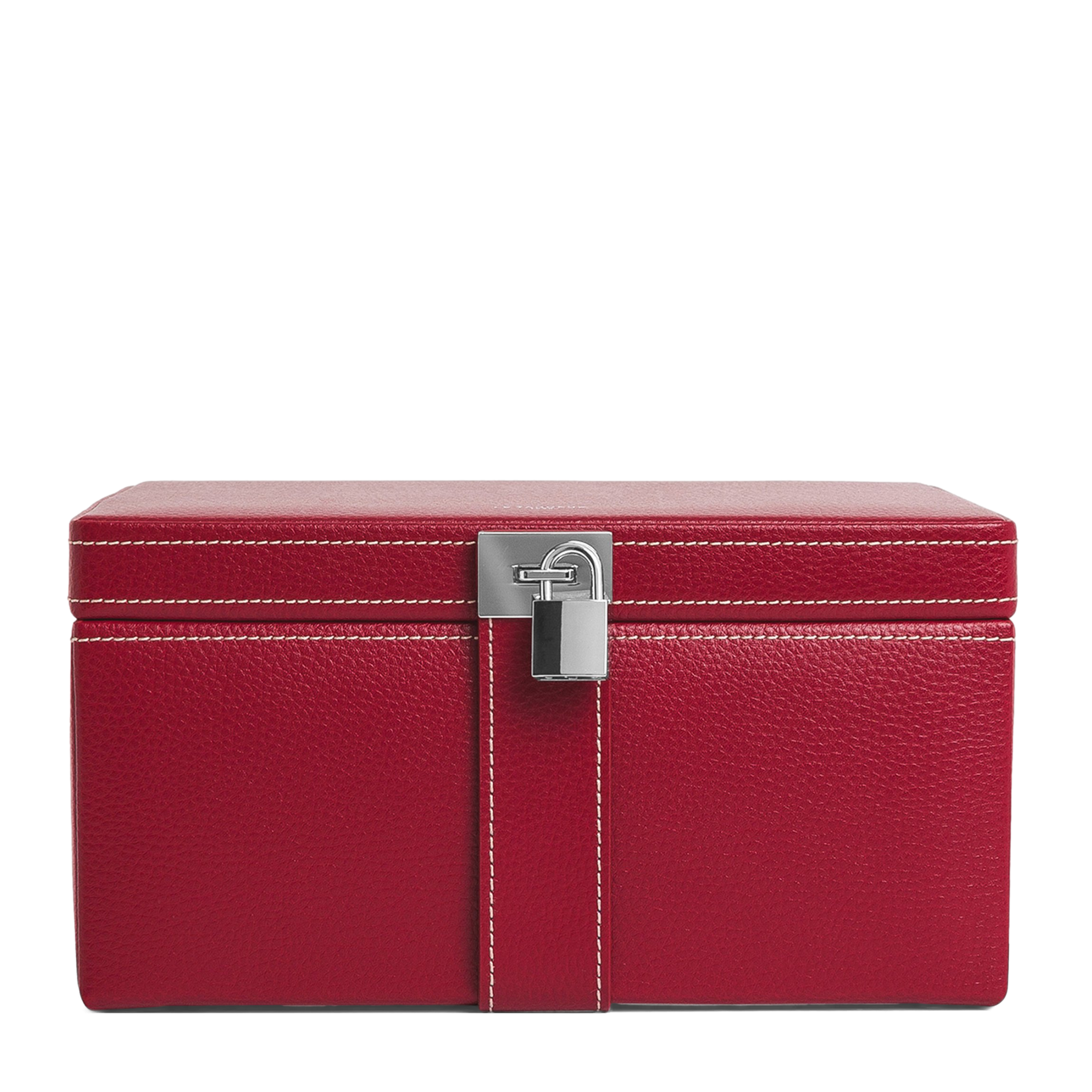 Boîte à bijoux en cuir LE TANNEUR Rouge