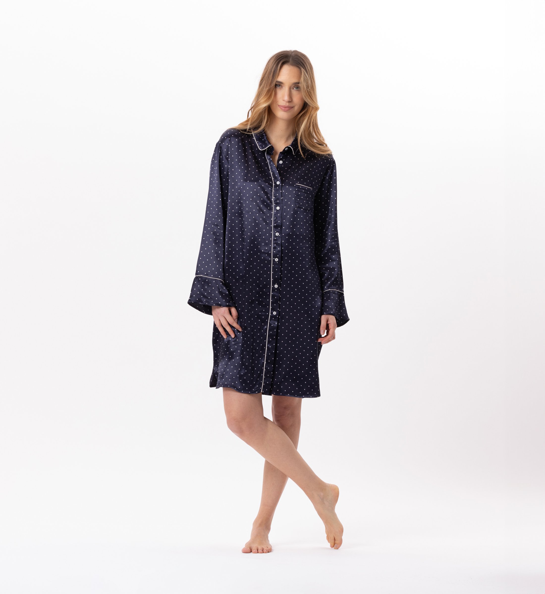 Buttoned viscose tunic LE CHAT Blue