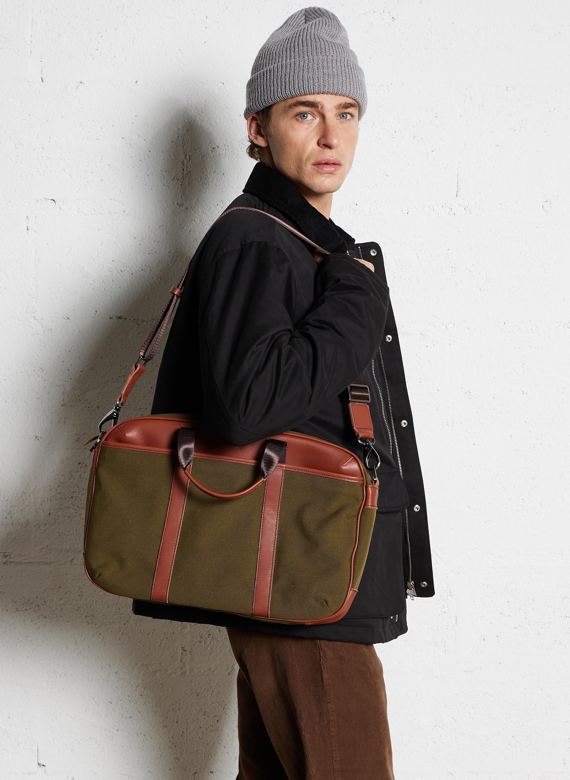 Dokumententasche in zweifarbigem Leder-Look SIR EDWARD Khaki