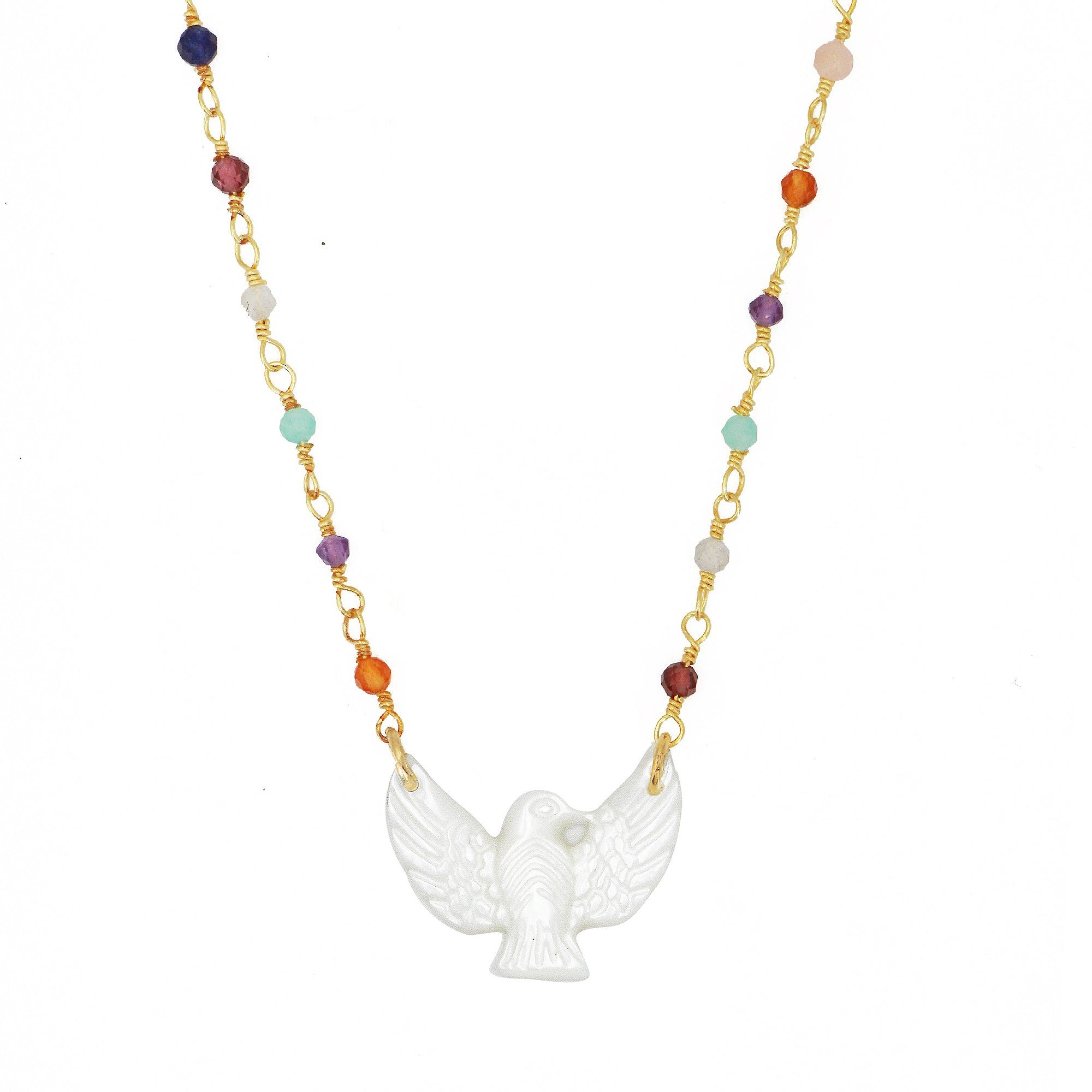 Necklace gold plated  colomba NILAI White