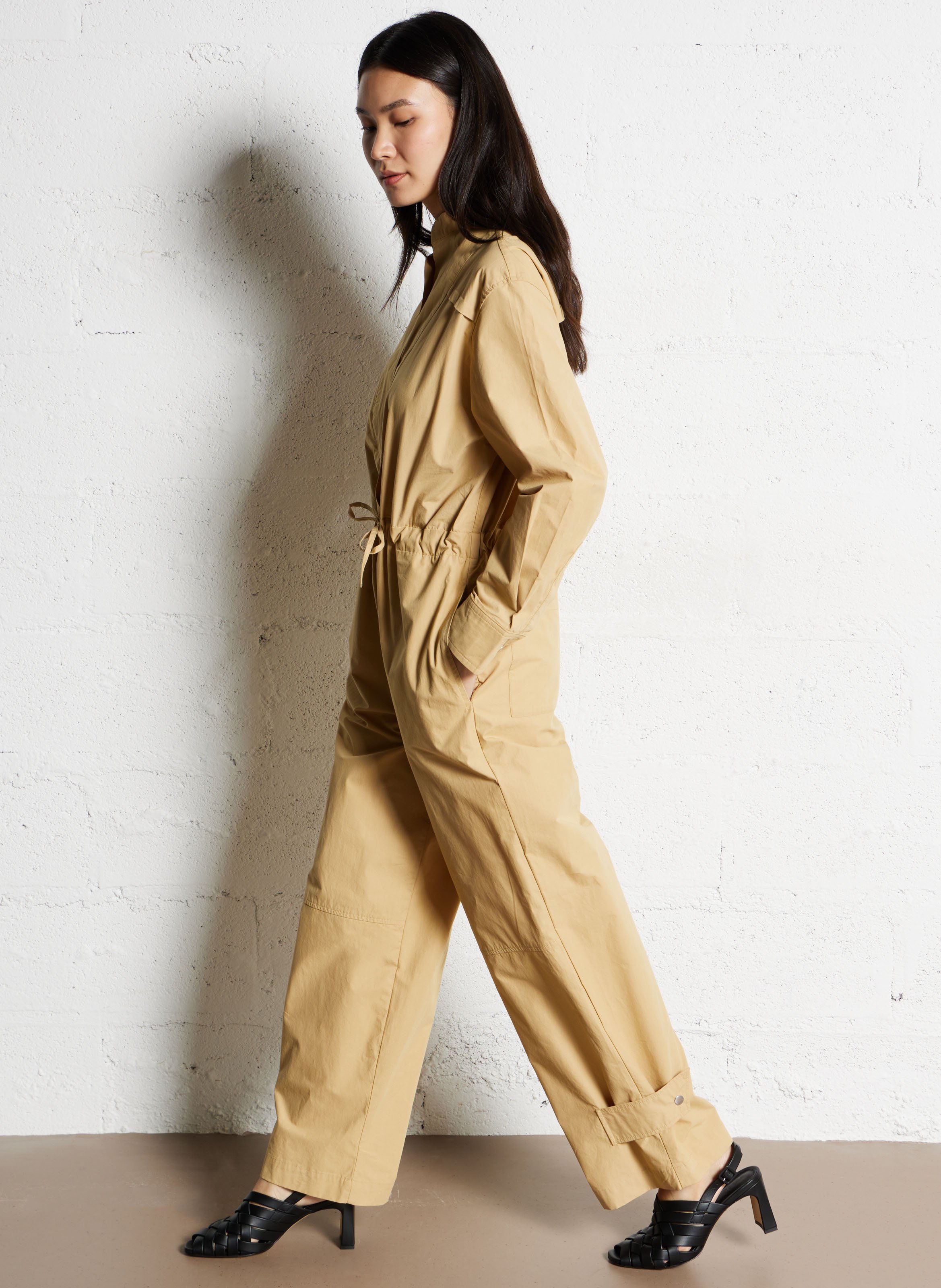 Jumpsuit with cotton bib collar MARGAUX LONNBERG Yellow