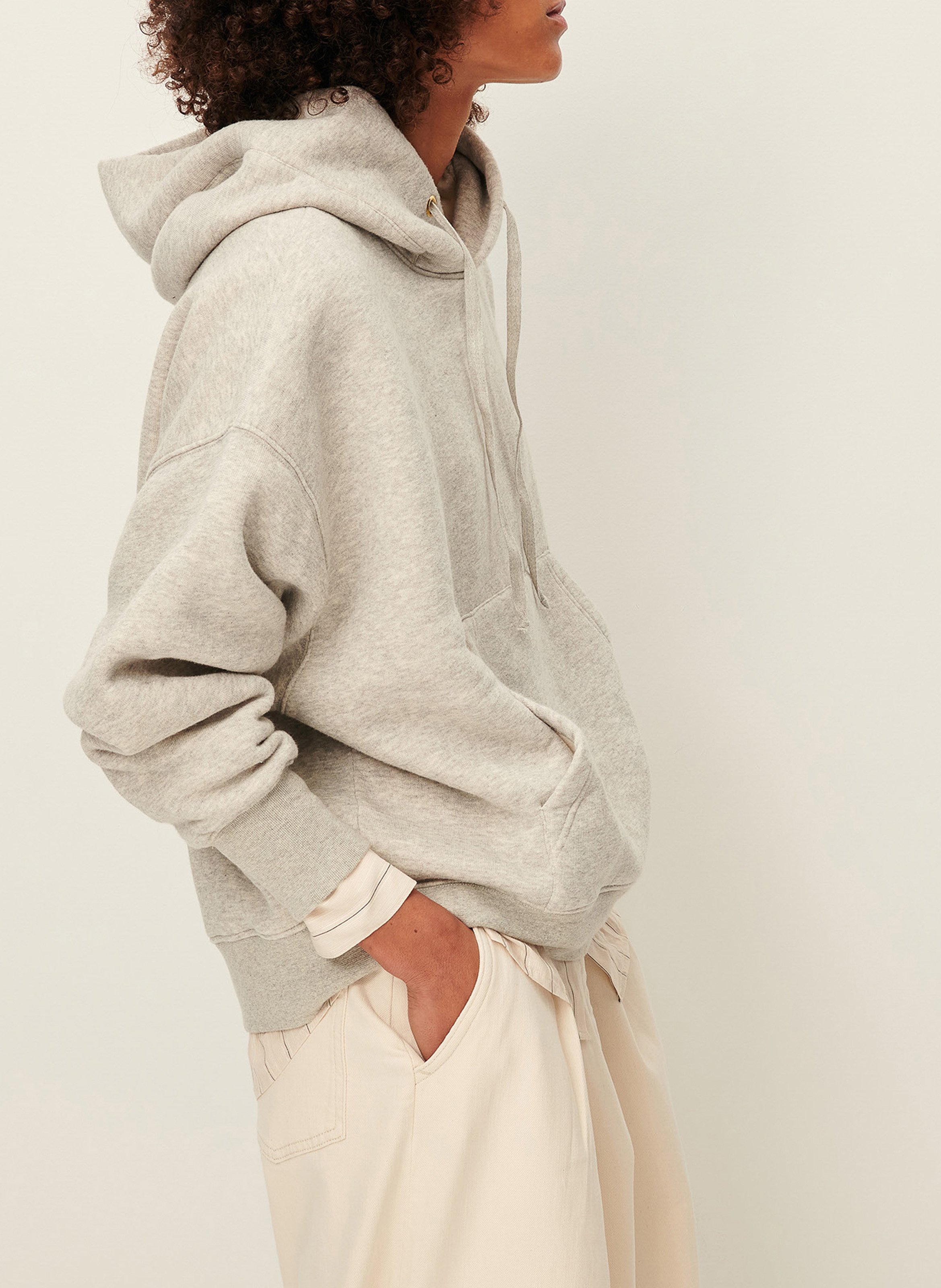 Sweat oversize à capuche en coton SESSUN Gris