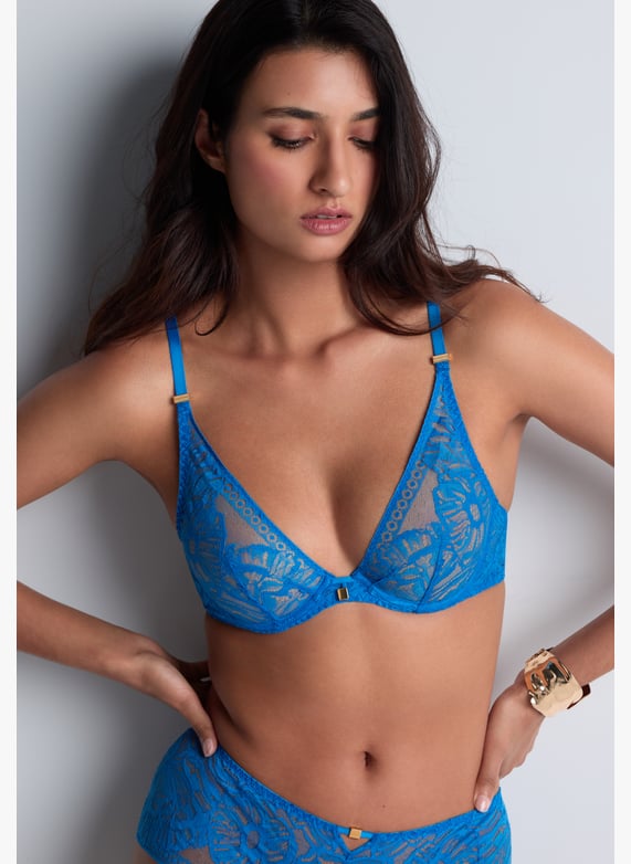 A la Folie kohl black underwired triangle bra | Blue by AUBADE A la Folie kohl black underwired triangle bra Blue