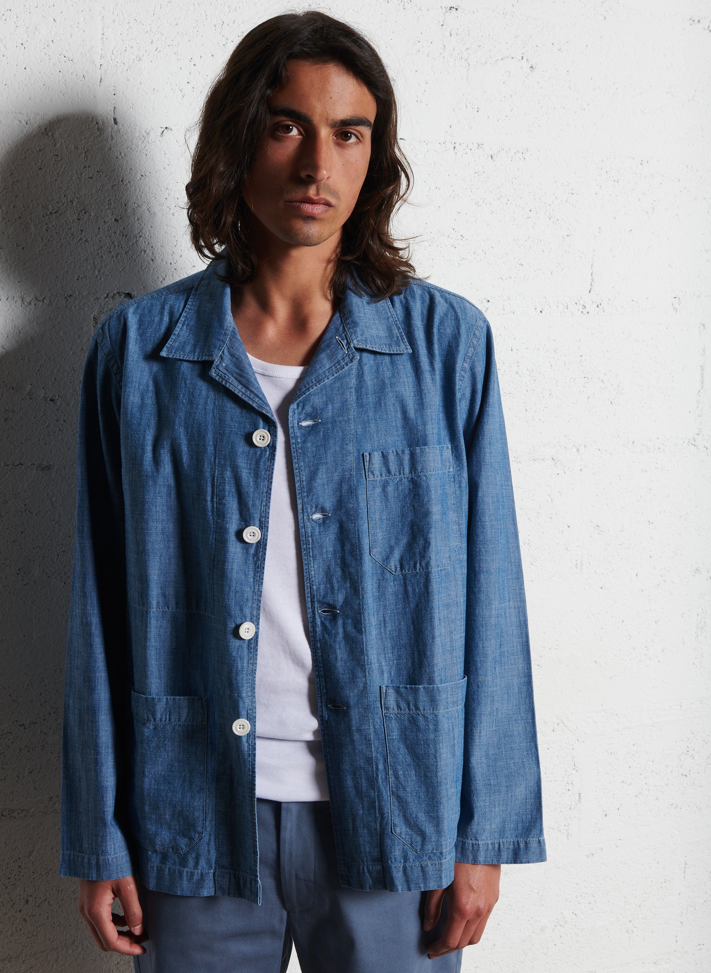 Straight buttoned denim shirt HARTFORD Blue