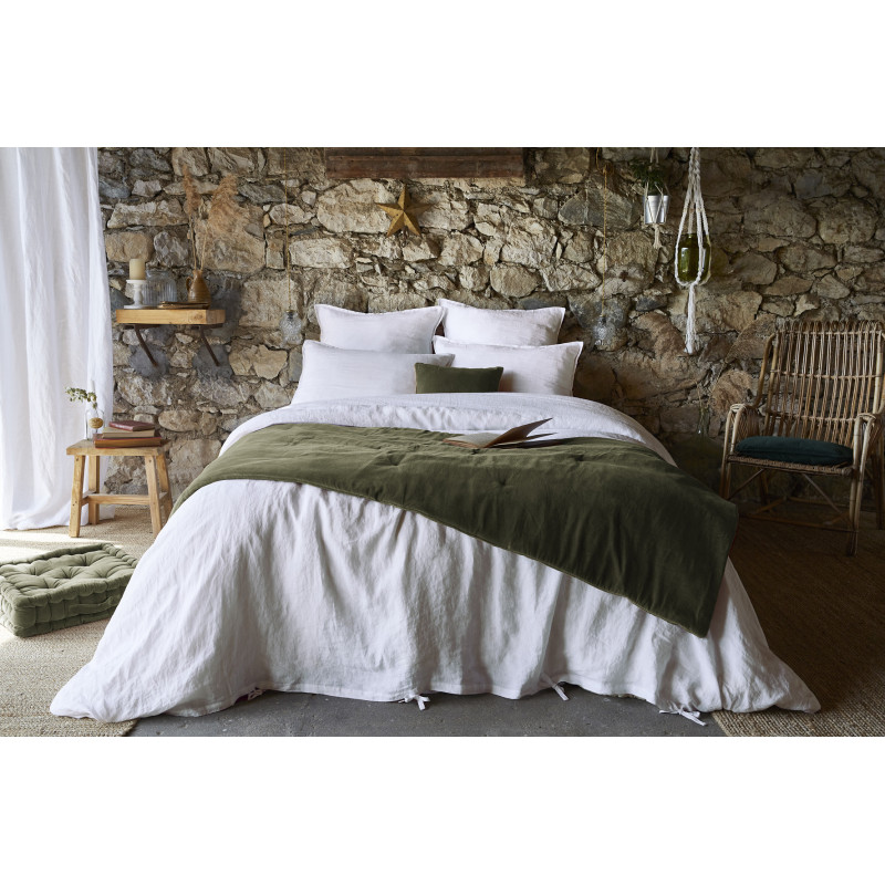 Cotton gauze bedspread or end-of-bed throw L'EFFET PAPILLON Green