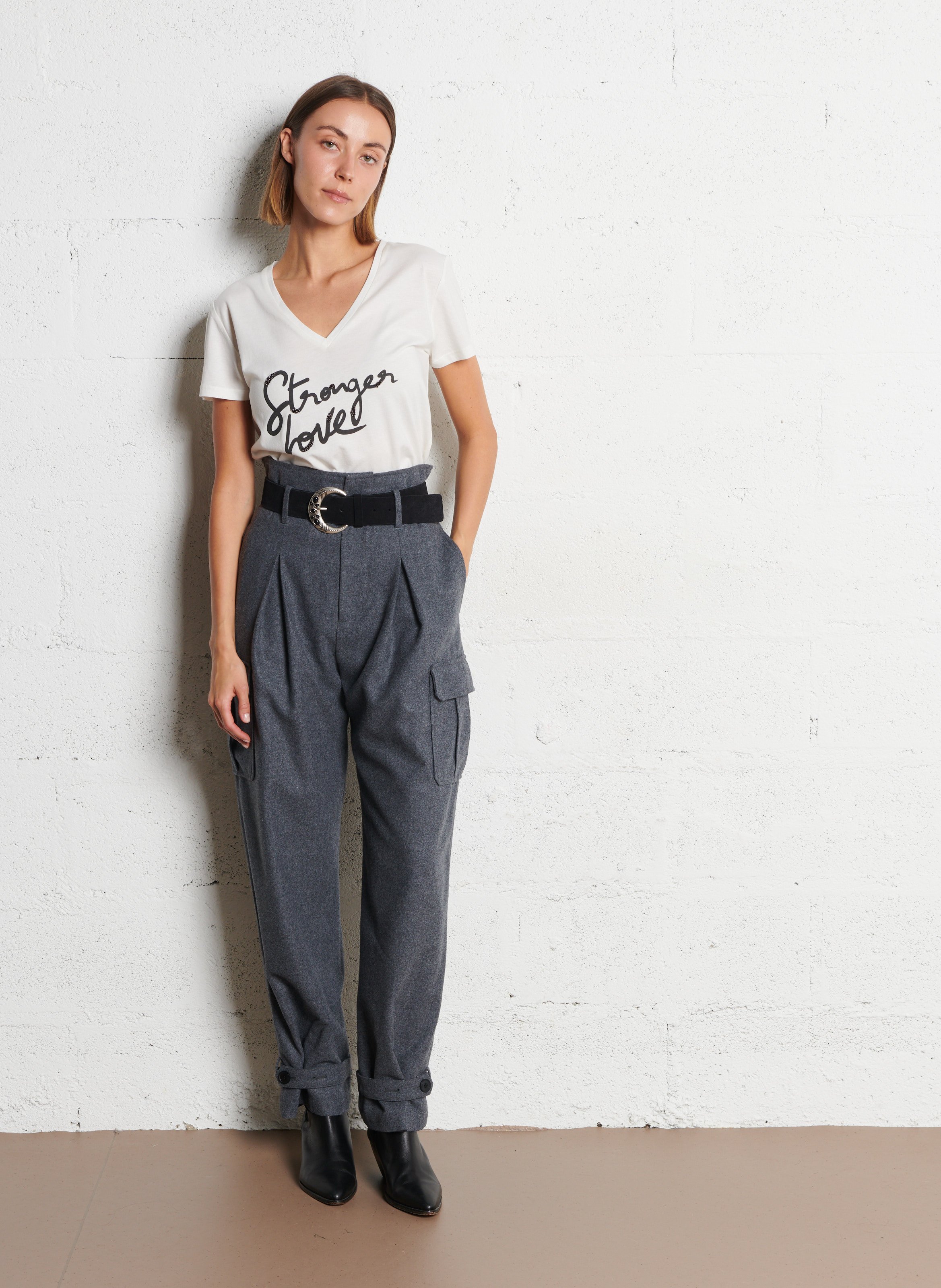 Straight wool trousers IKKS Grey