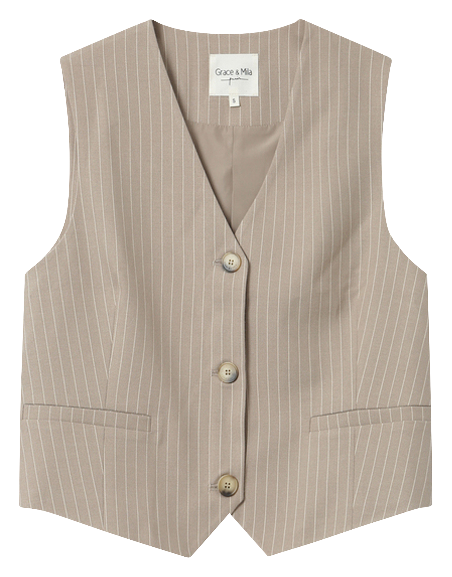Tailored V-neck vest GRACE ET MILA Beige