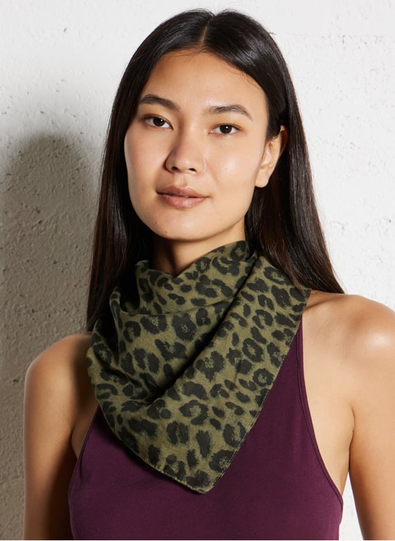 Leopard print cotton scarf Olive Maison 123 Women 6552800