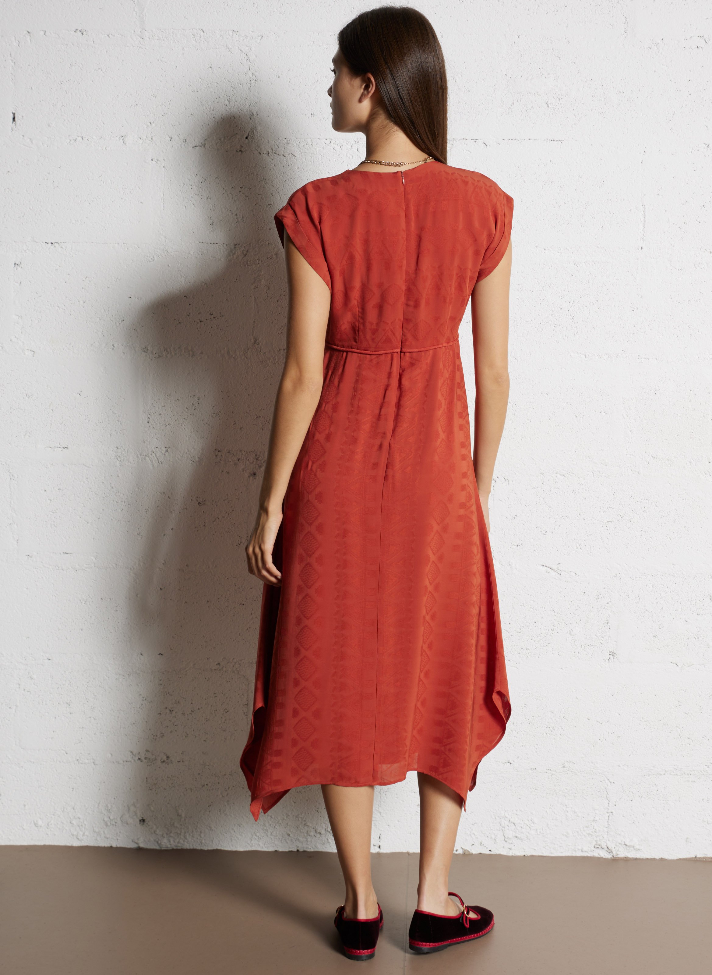 Robe midi col rond en jacquard BA&SH Marron