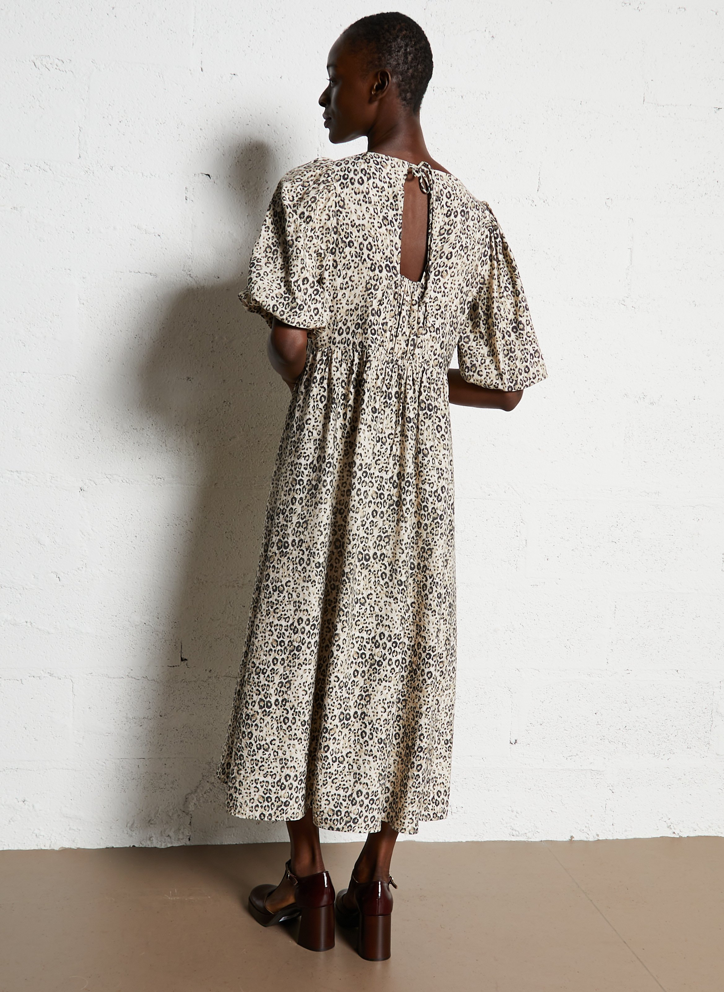 Robe longue col V imprimée MAISON 123 Blanc