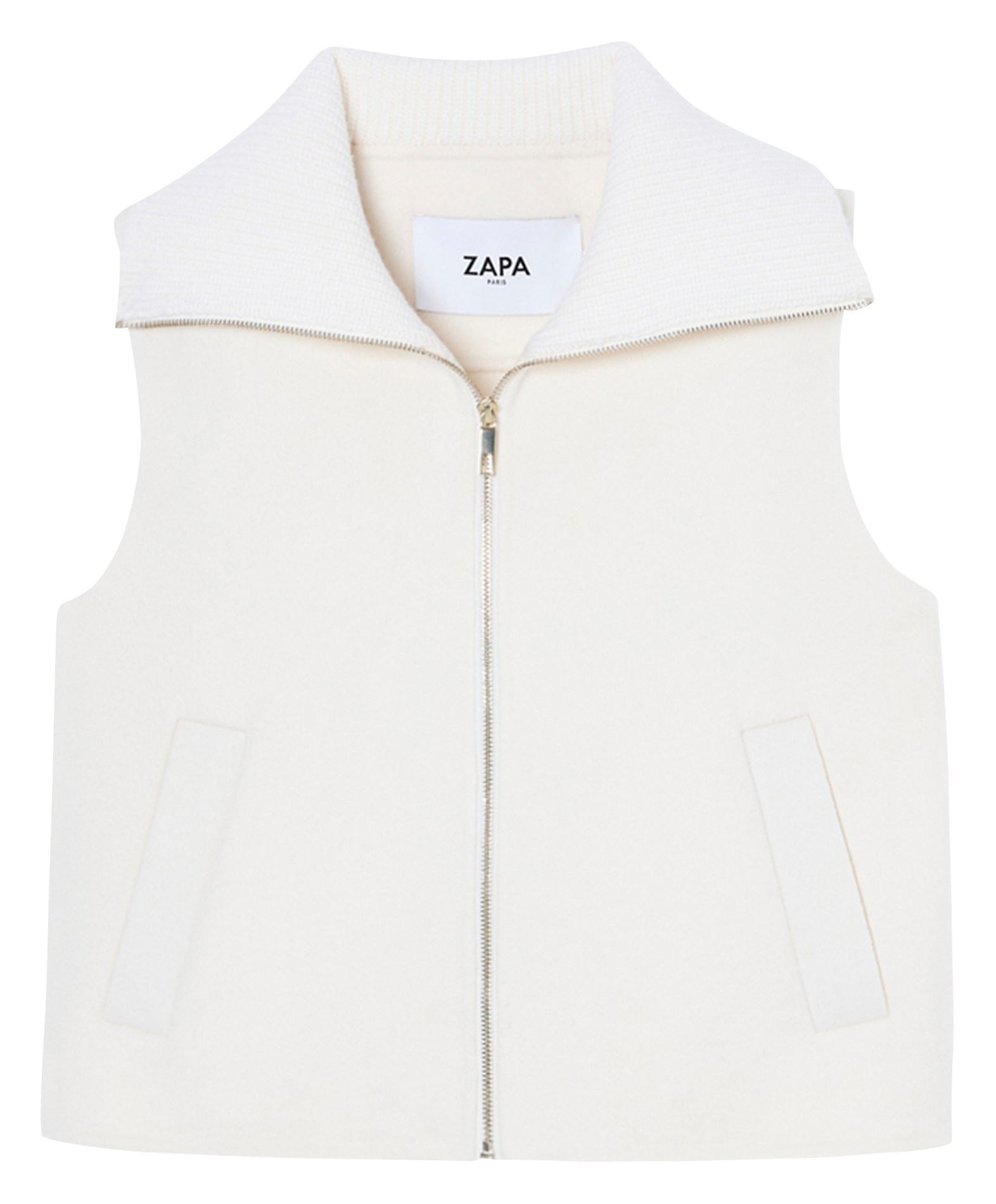 Straight zip-up wool blend vest ZAPA White