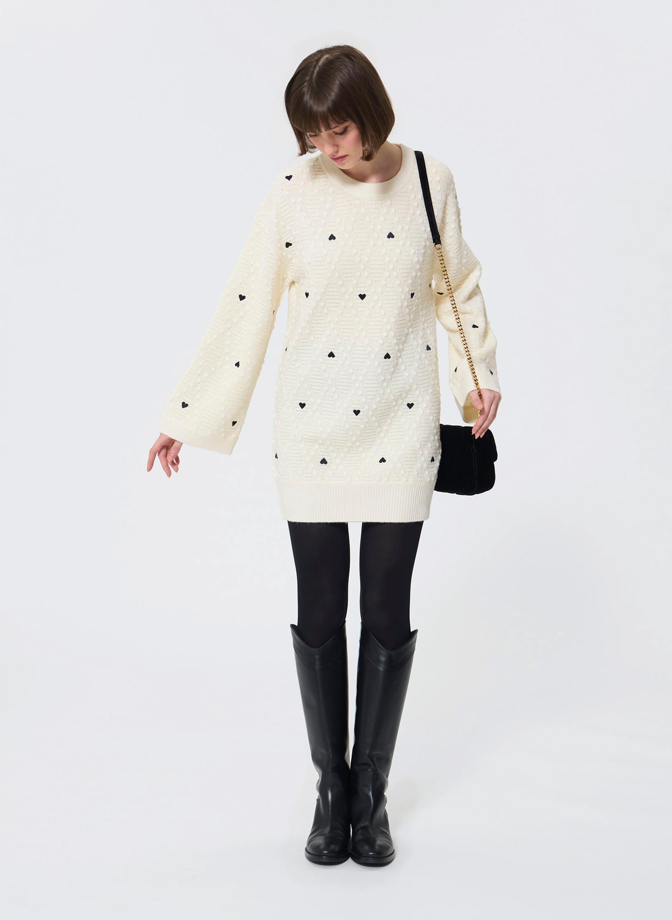 Robe courte col rond en laine TARA JARMON Beige