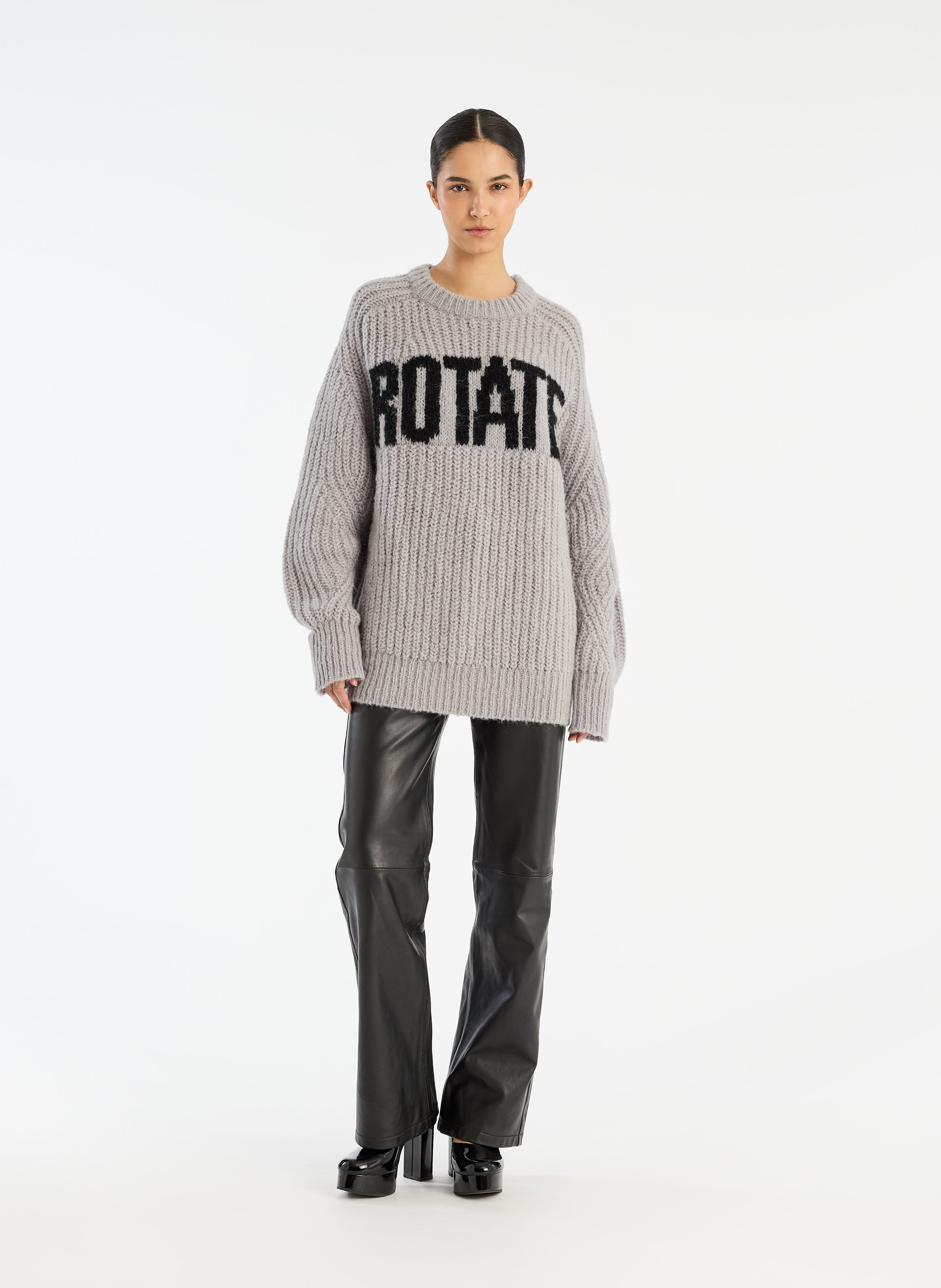 Oversized round-neck wool-blend sweater ROTATE Multicolored