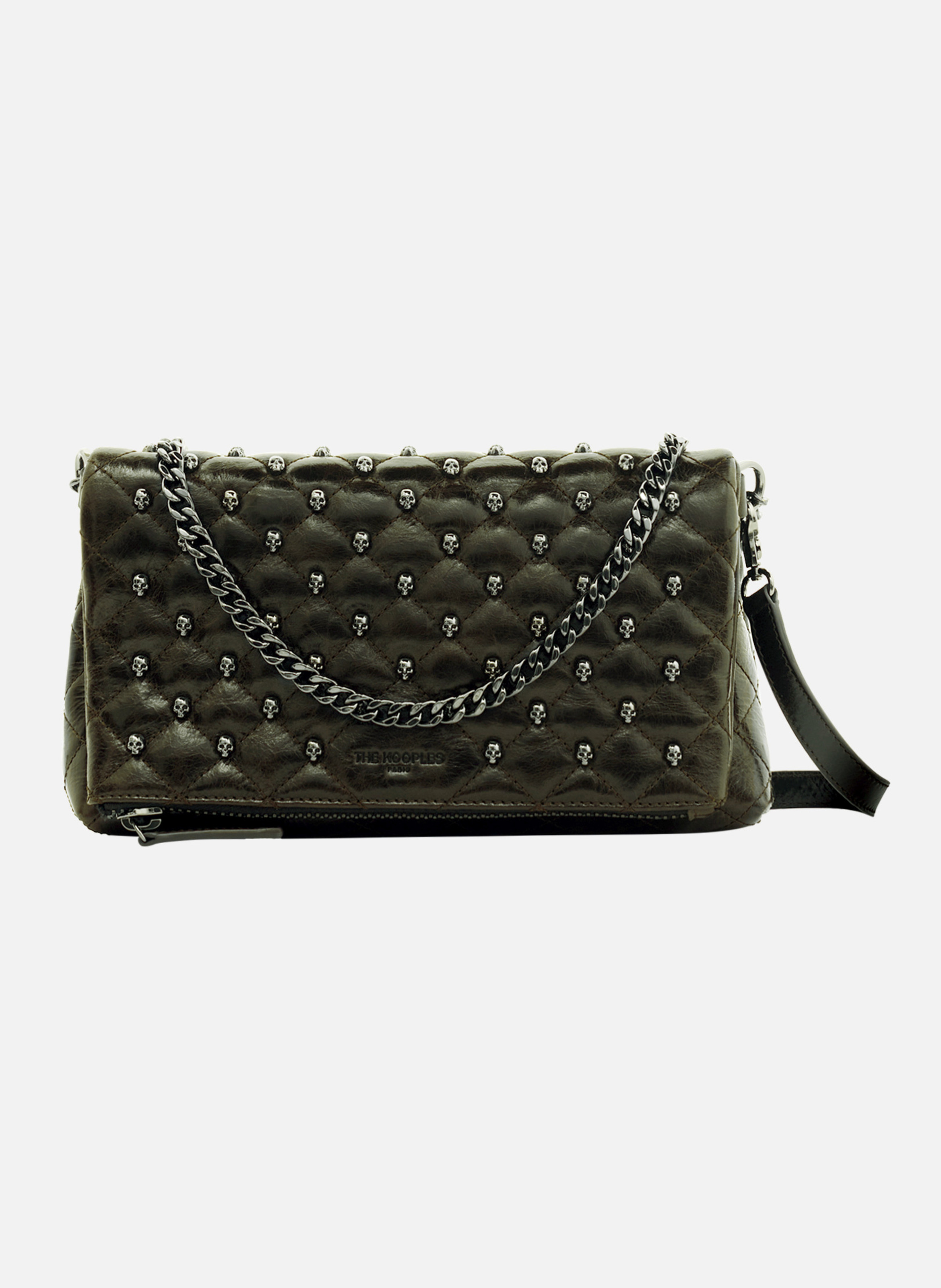 Heritage small cracked leather clutch THE KOOPLES Green