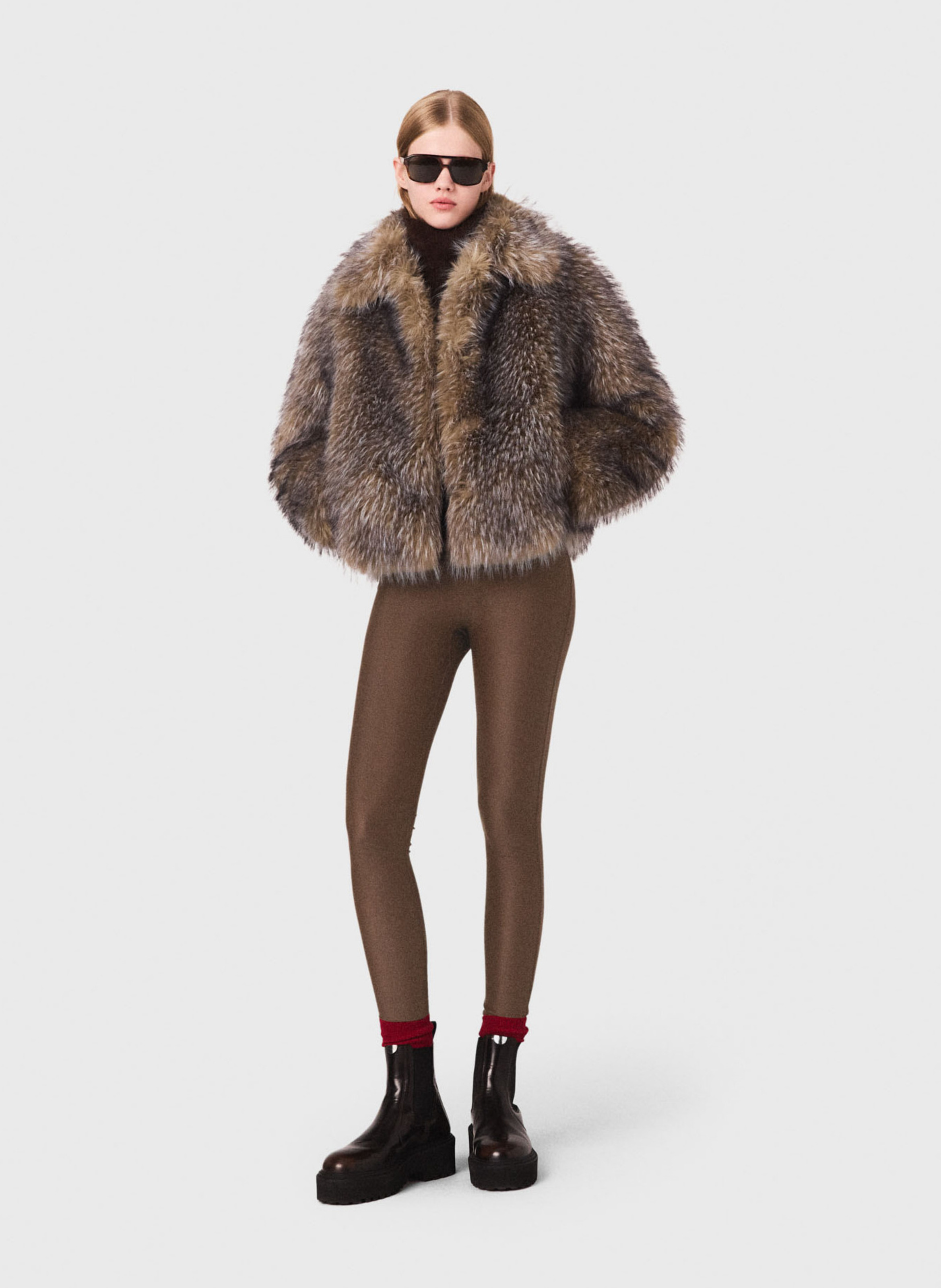 Manteau fausse fourrure MAJE Marron