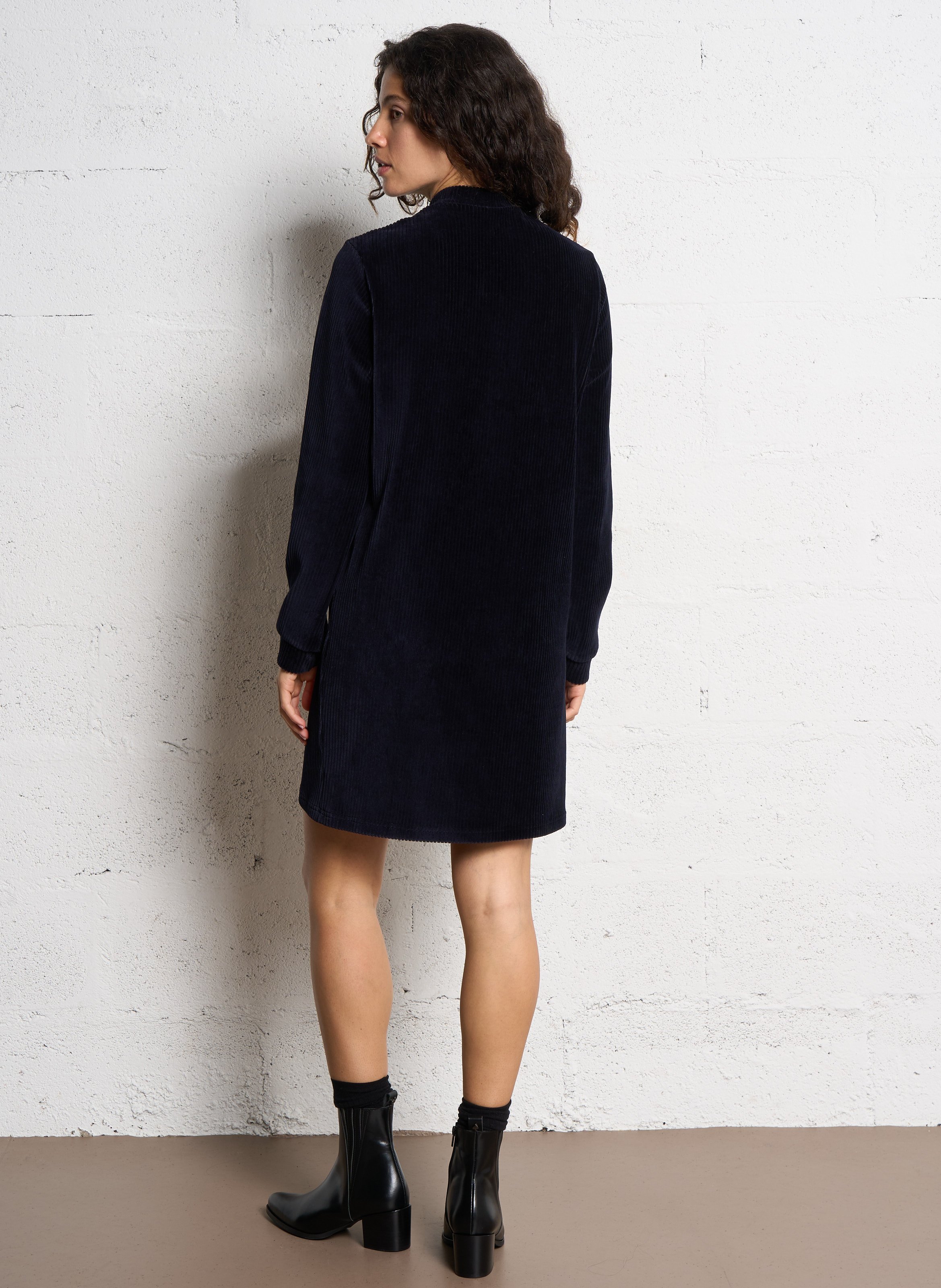 Robe droite côtelée en coton I CODE Bleu