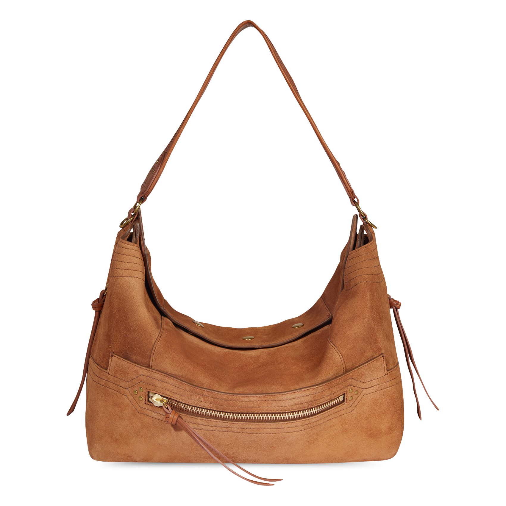 Sac baguette en cuir velours JEROME DREYFUSS Marron