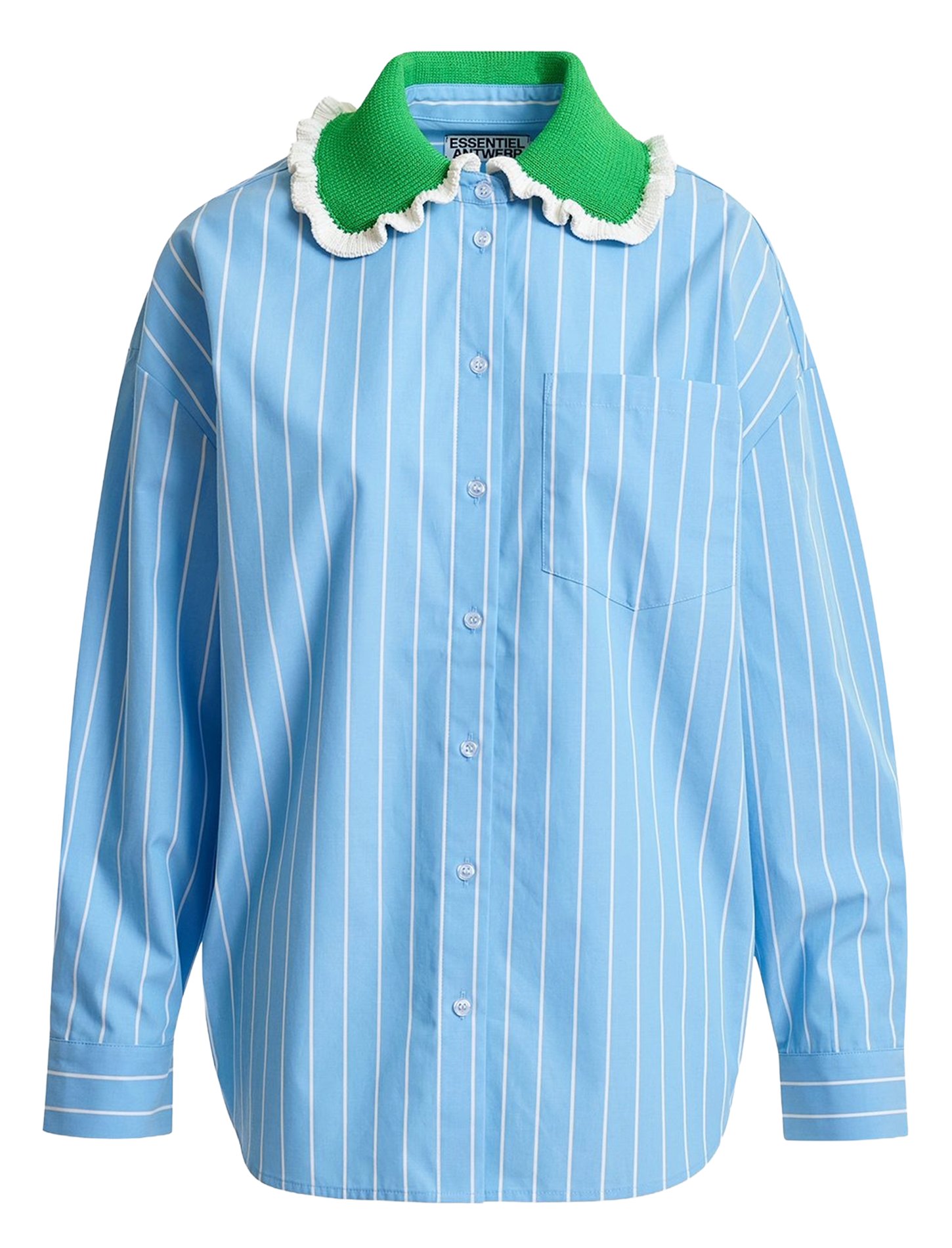 Chemise oversize col classique en coton rayé ESSENTIEL ANTWERP Bleu