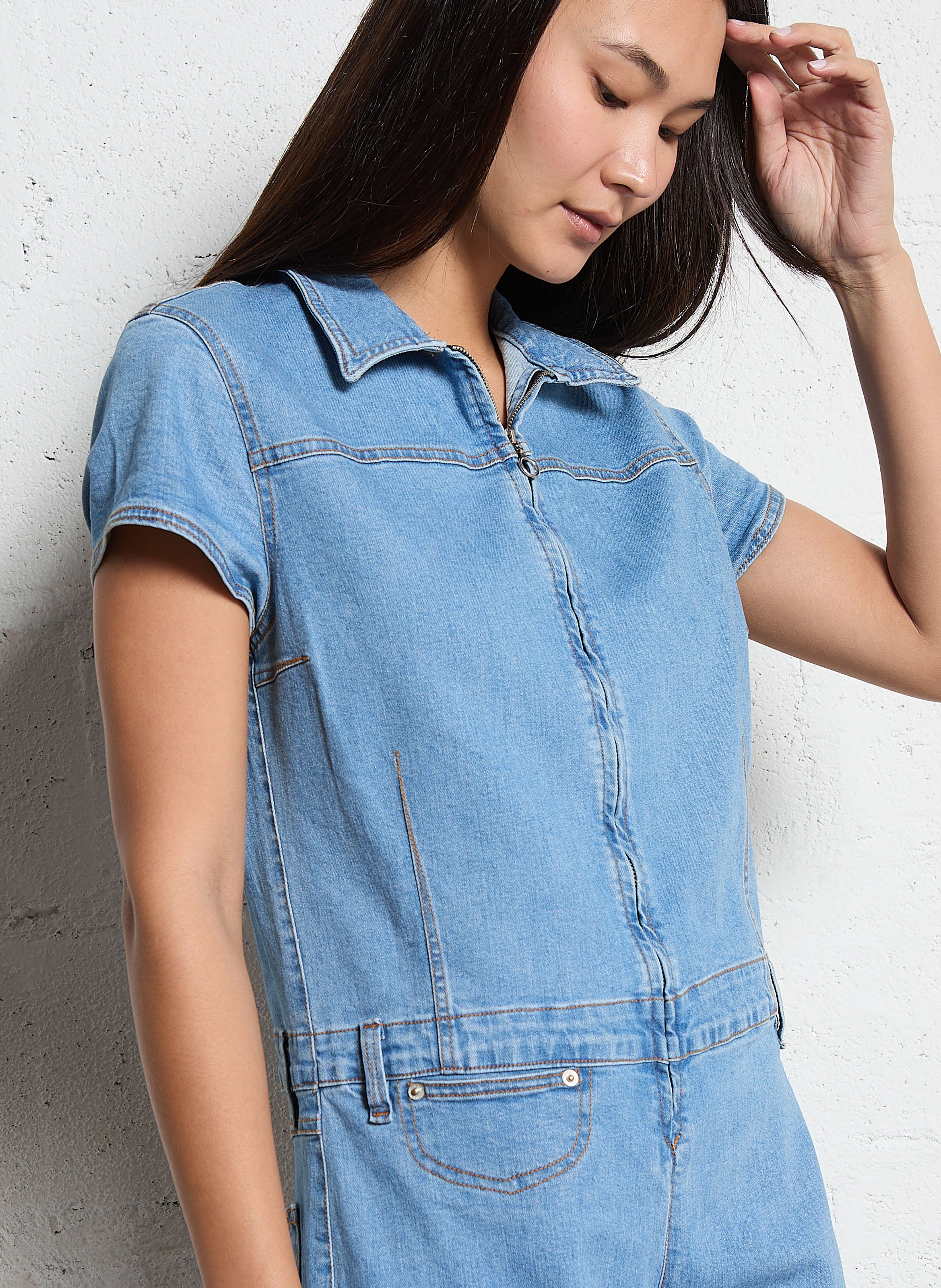 Cotton-blend denim shirt with classic collar ACQUAVERDE Blue