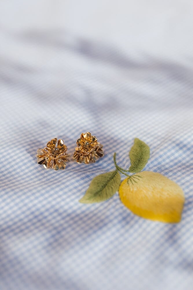 Gold-plated trio flower stud earrings Golden