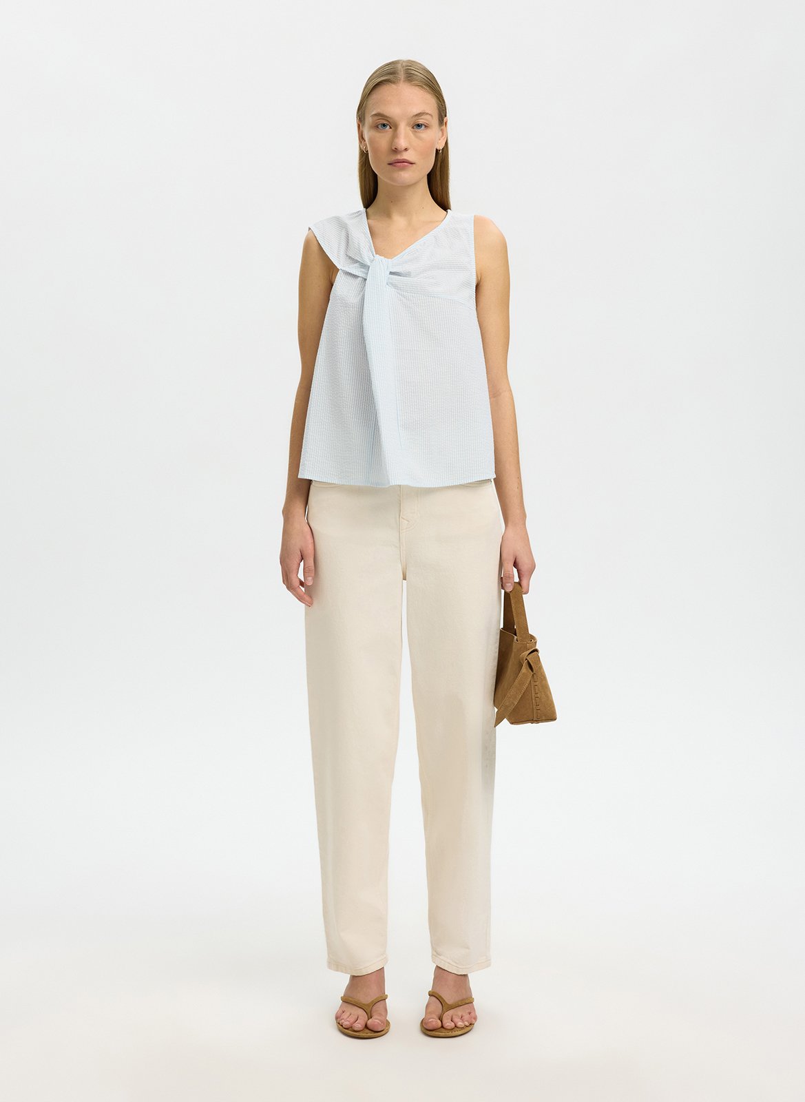 Oversized organic cotton top SELECTED Blue