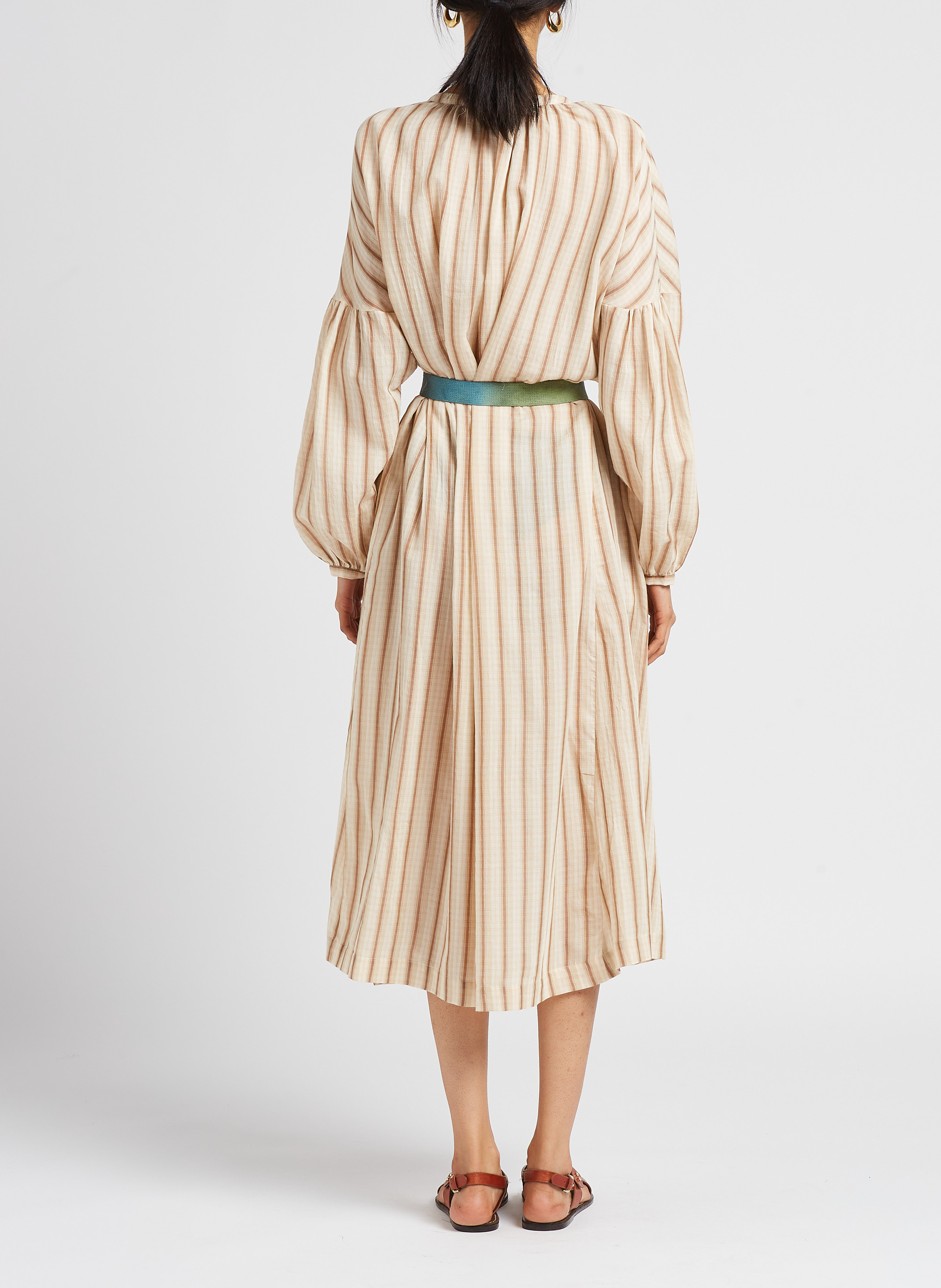 Halflange, gestreepte, katoenen jurk met tuniekhals MASSCOB Veelkleurig