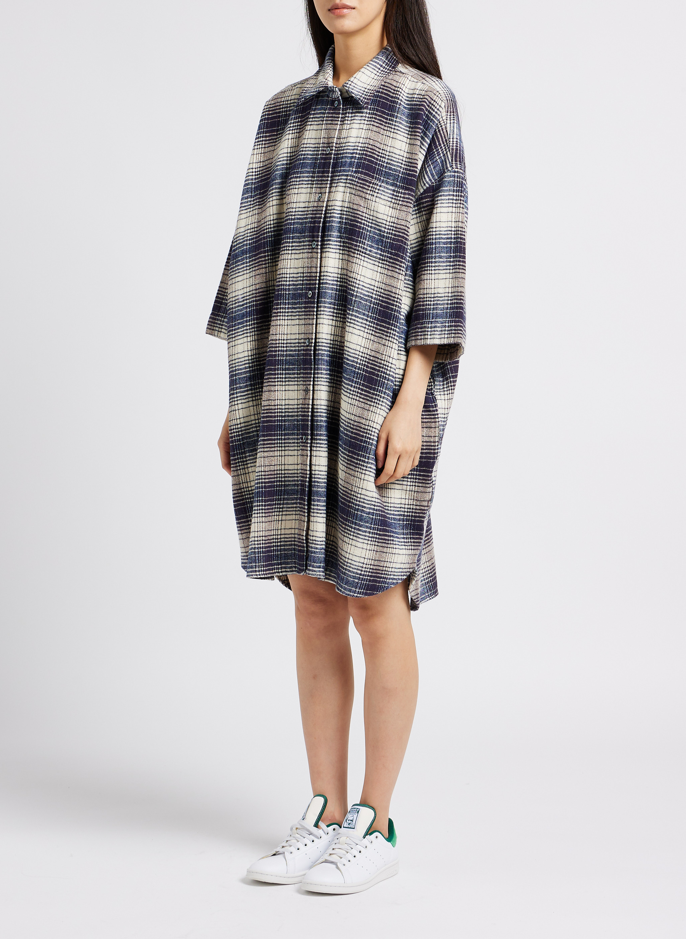 Checked cotton cardigan with classic collar BELLEROSE Green