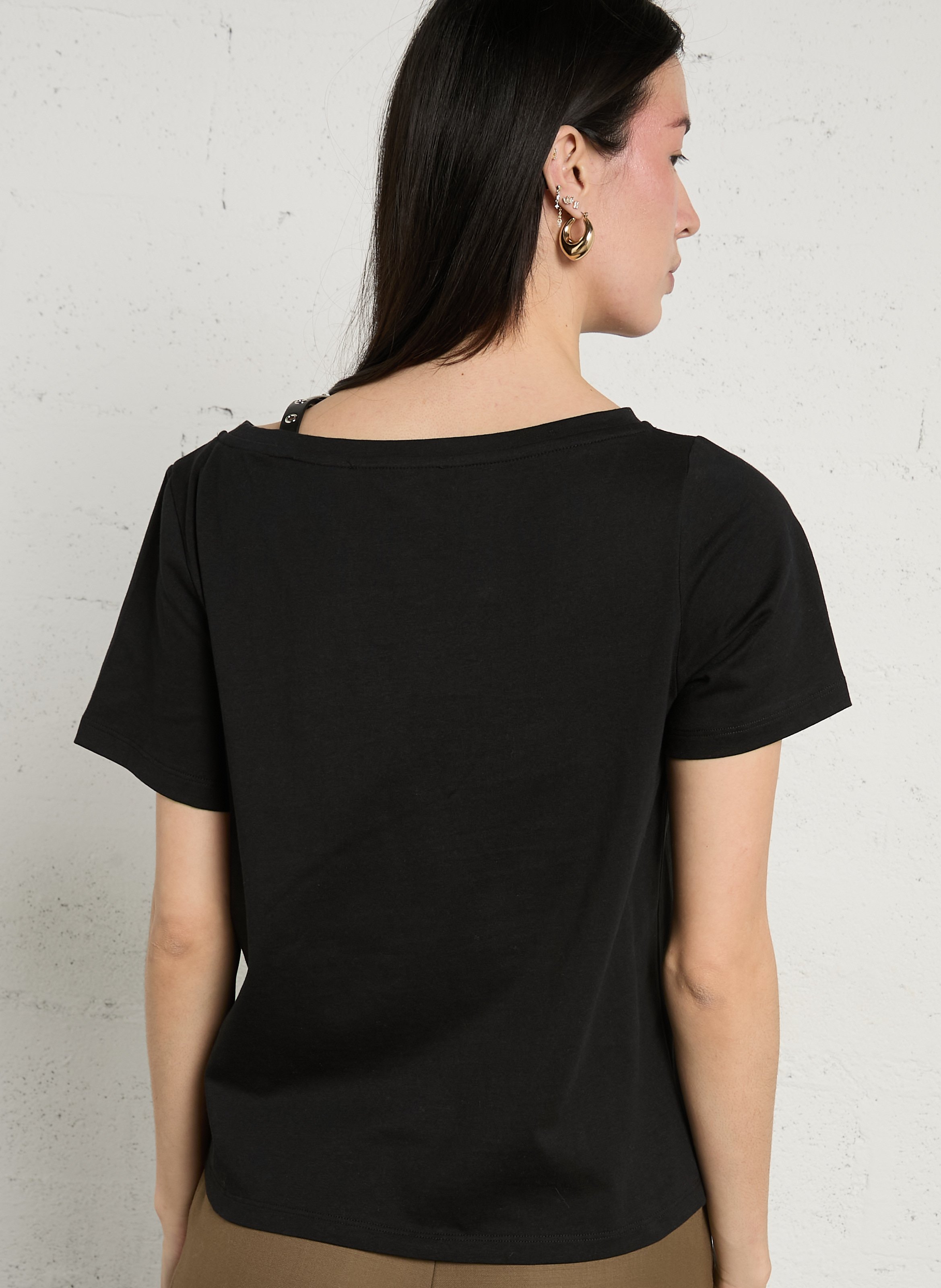 T-shirt met boothals in katoen BERENICE Zwart