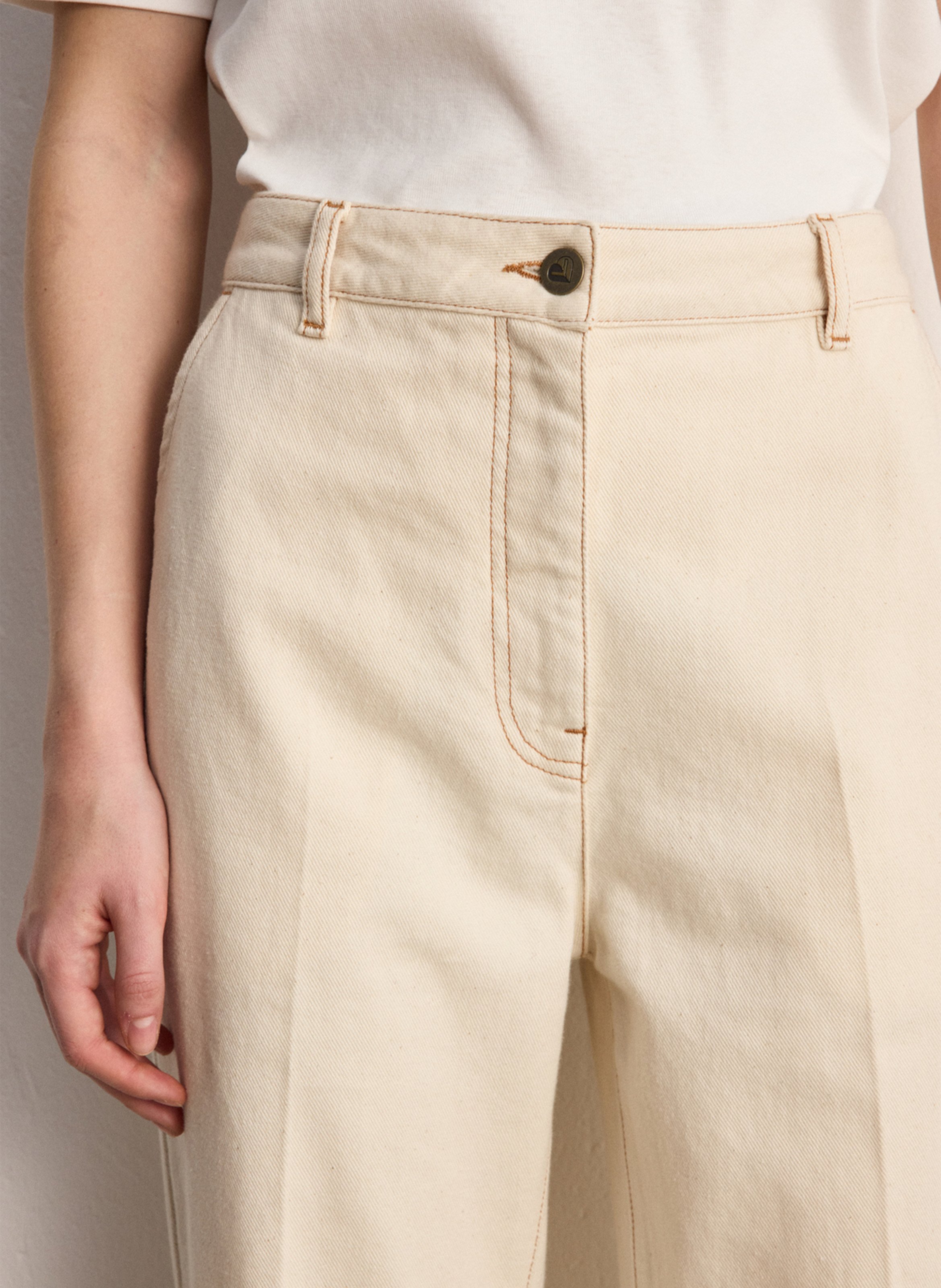 Jean droit en coton PABLO Beige