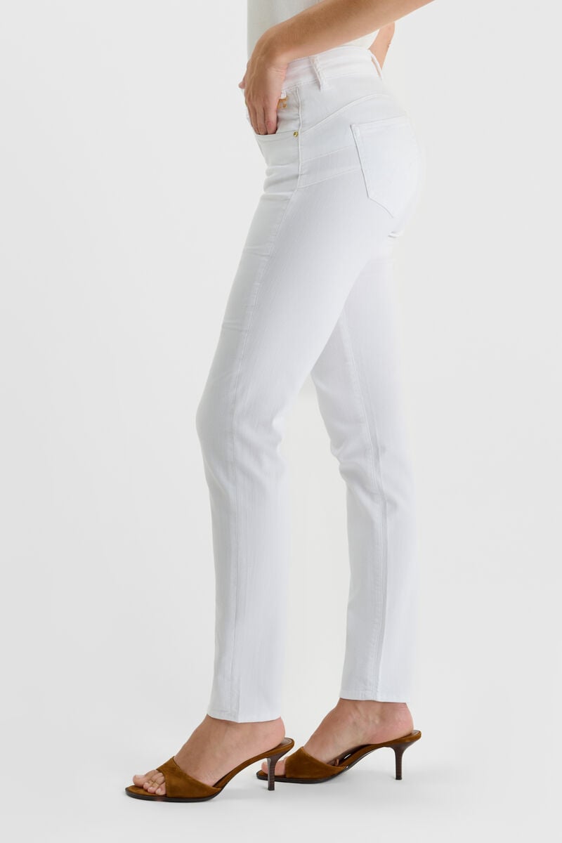 High-waisted straight push-up jeans, length 34 LE TEMPS DES CERISES White