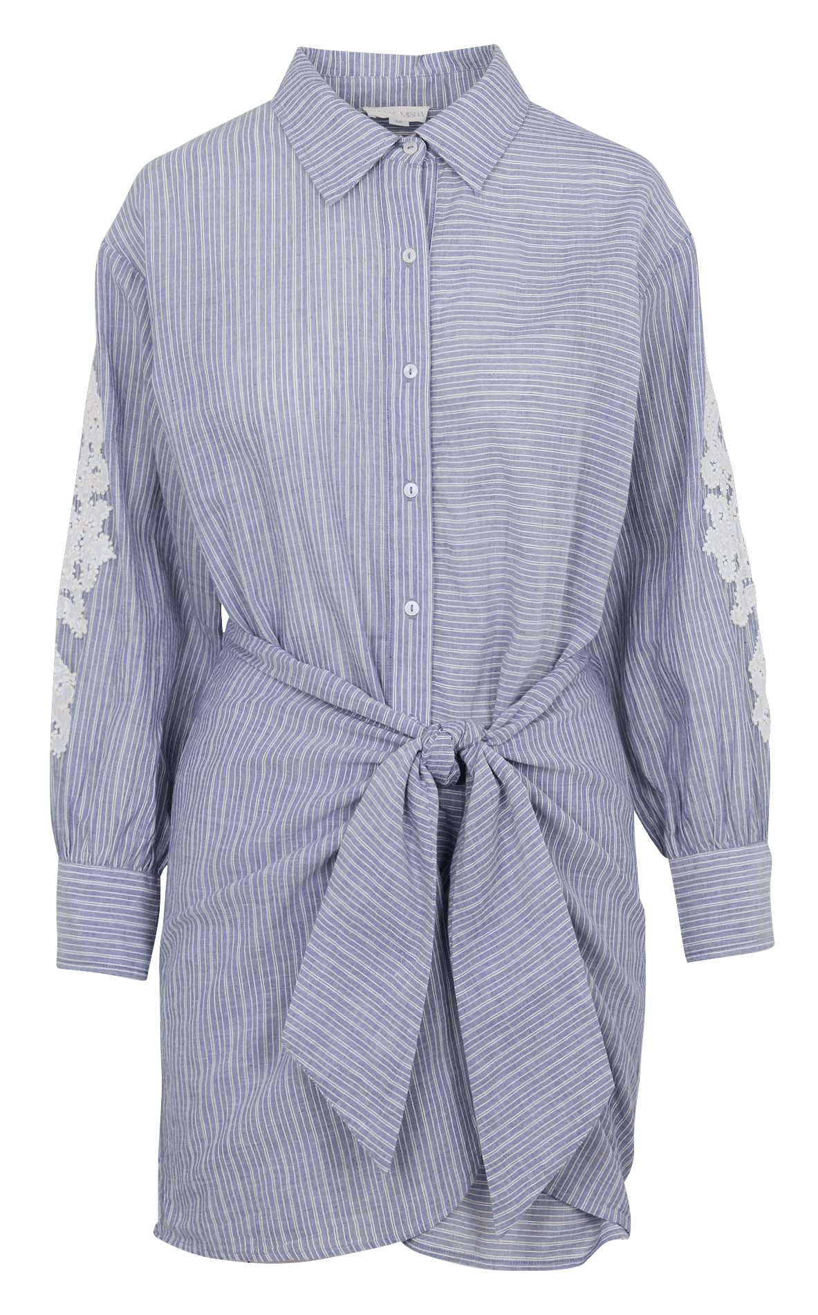 Asymmetrical striped dress with embroidery LOUISE MISHA Blue