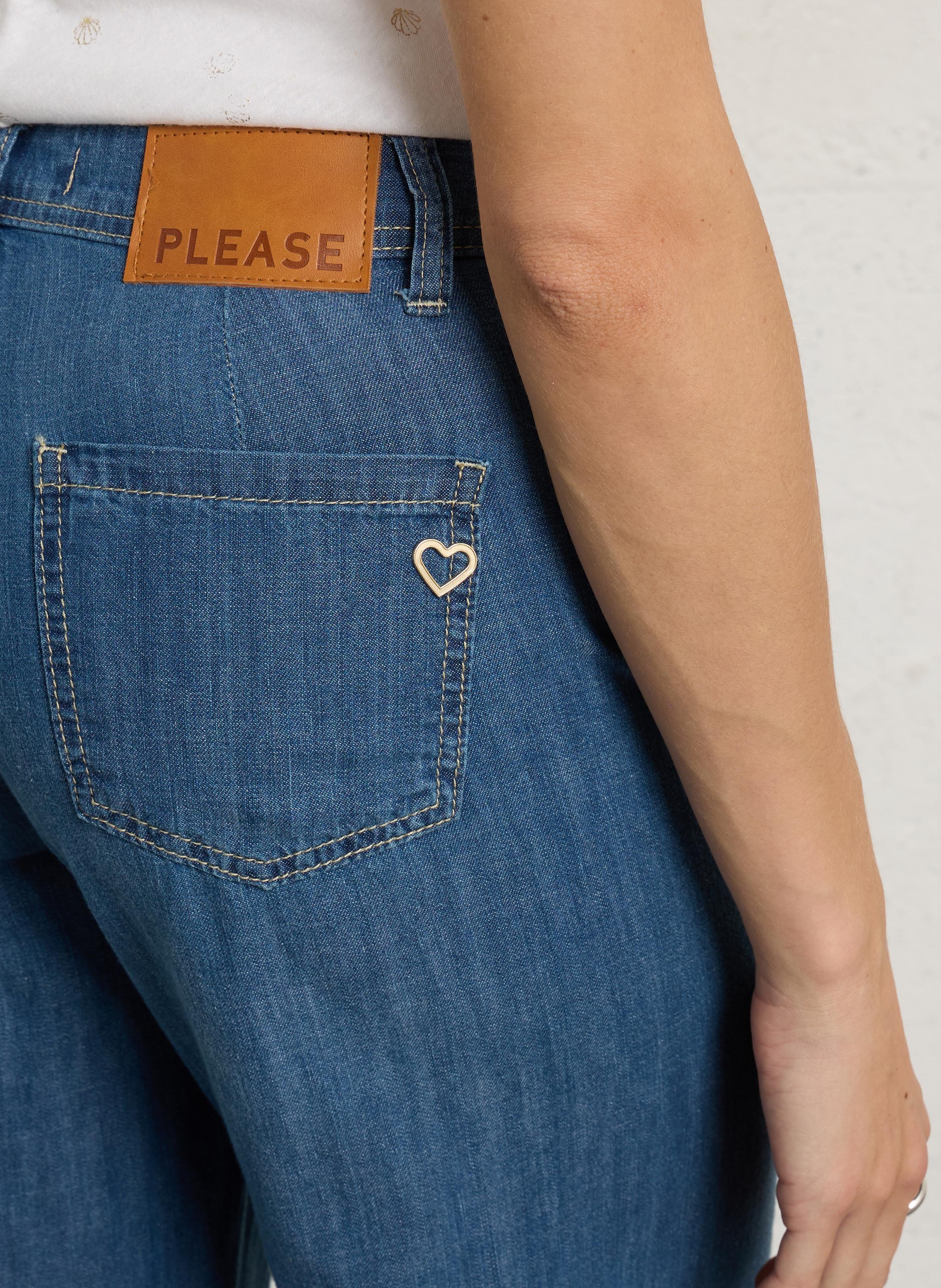 Jeans dritti colorati a 5 tasche PLEASE Blu