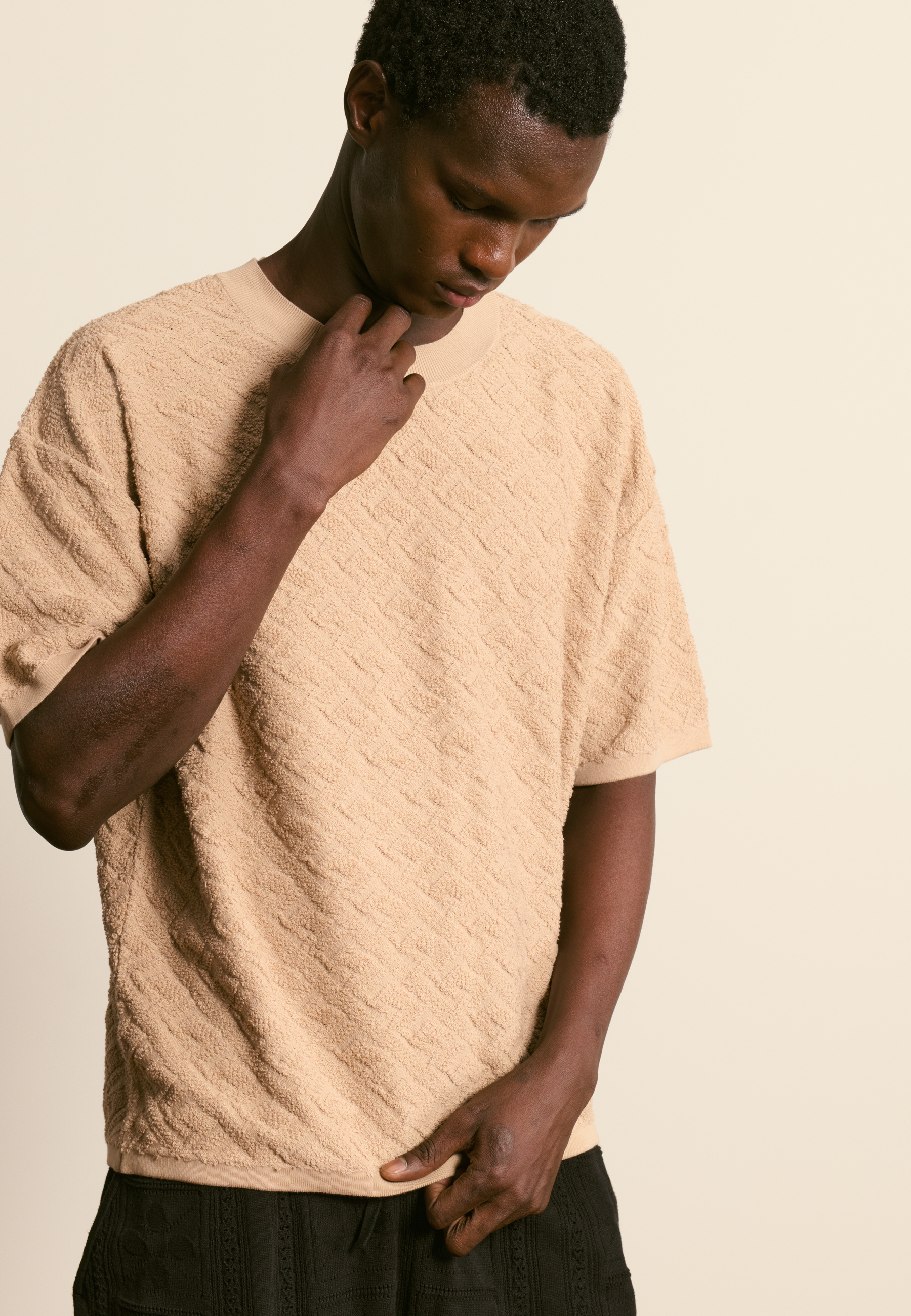 T-shirt en coton texturé MAISON MONTAGUT