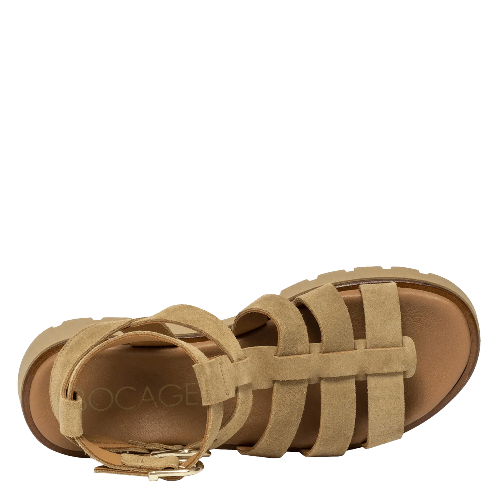 Sandales plates en cuir BOCAGE Beige